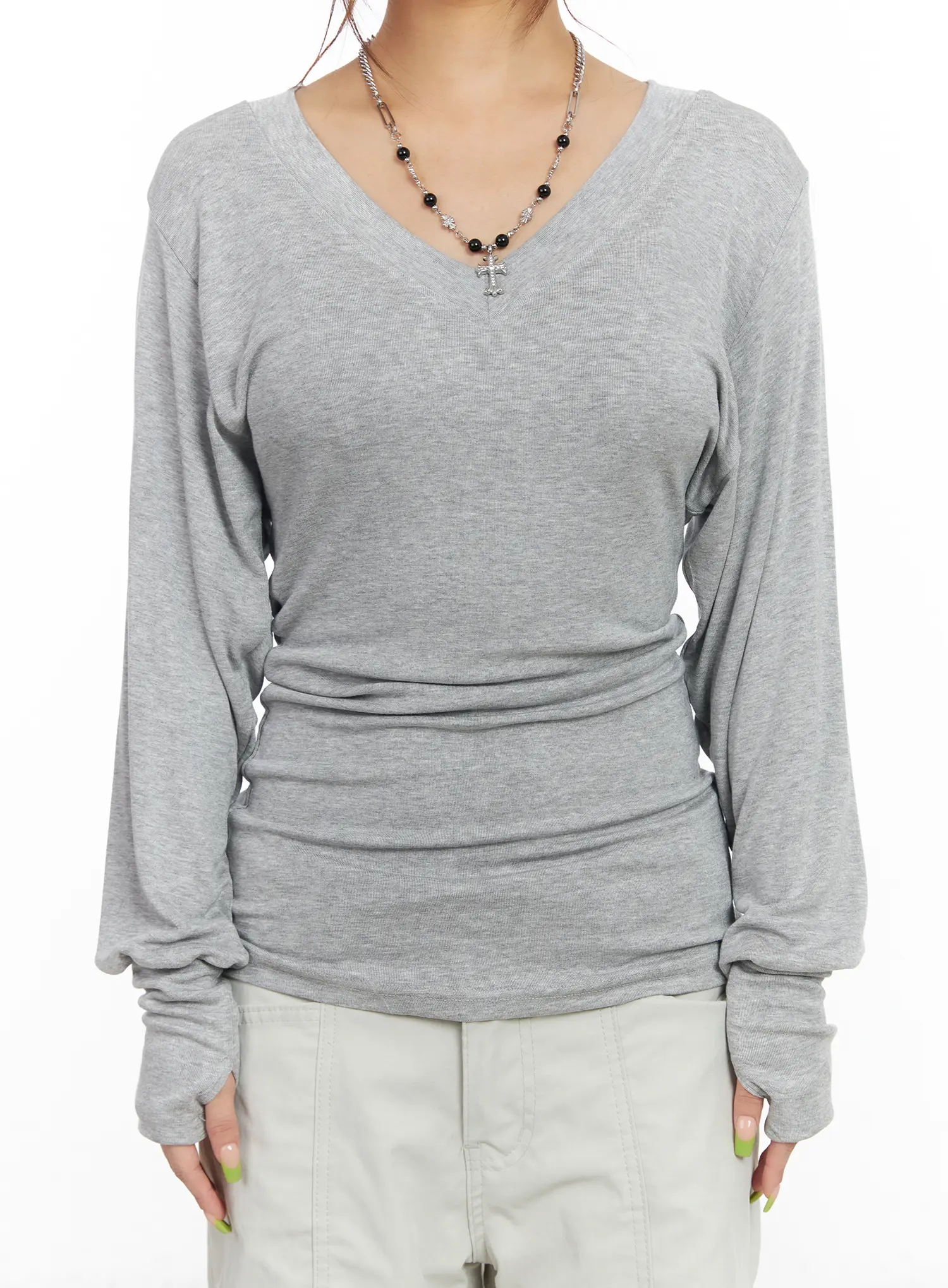 V-Neck Long Sleeve Tee CF512 - Image 6