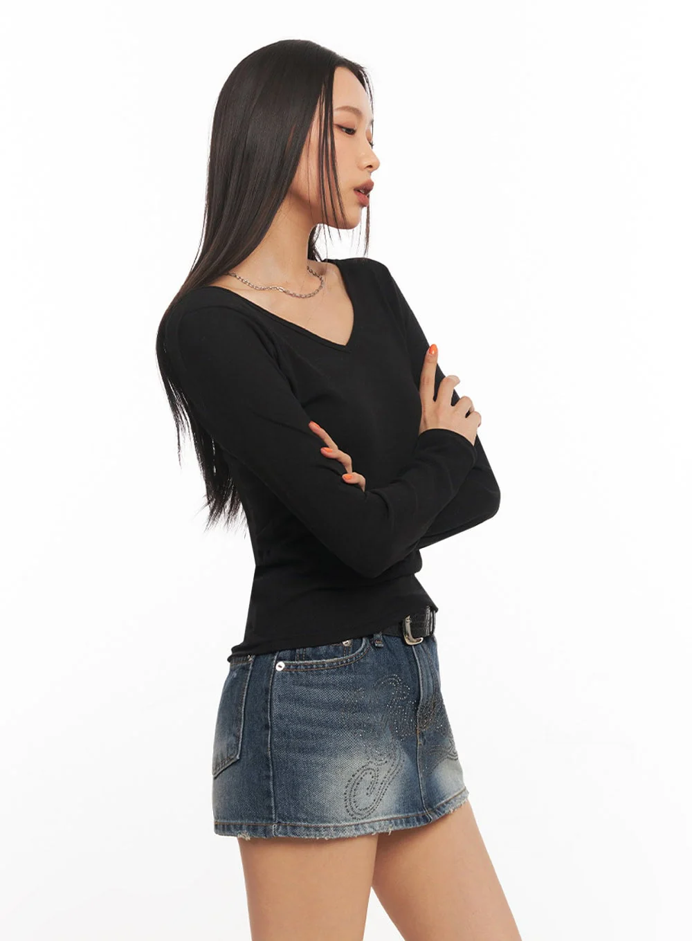 V-Neck Long Sleeve Top IA507 - Image 8