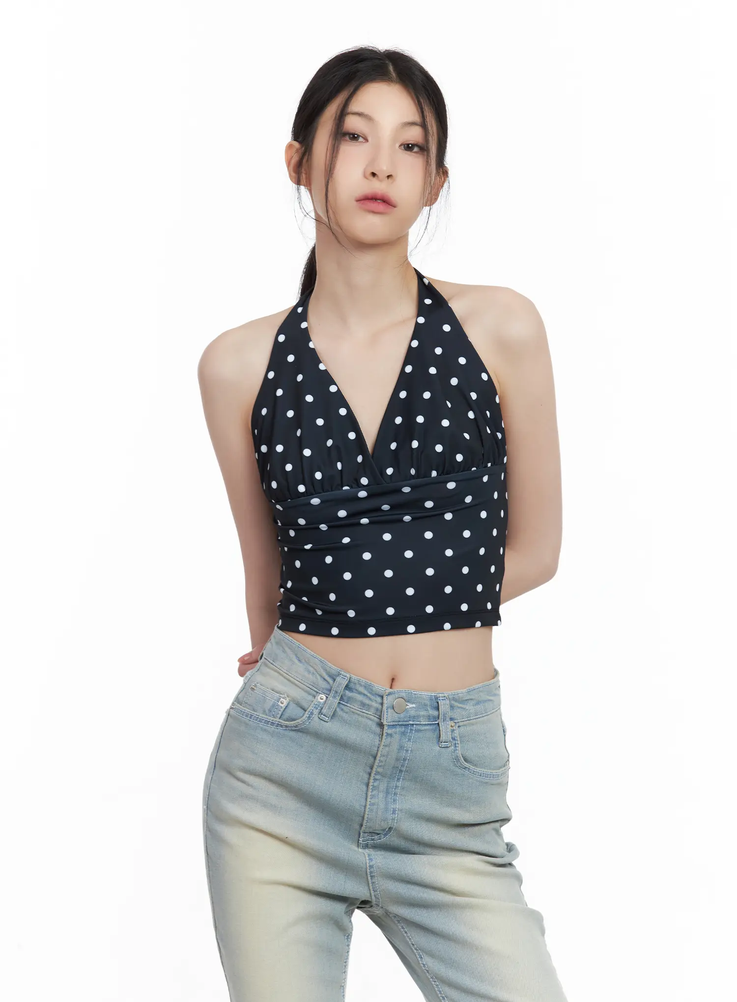 V-Neck Polka Dot Halter Top CL501 - Image 13