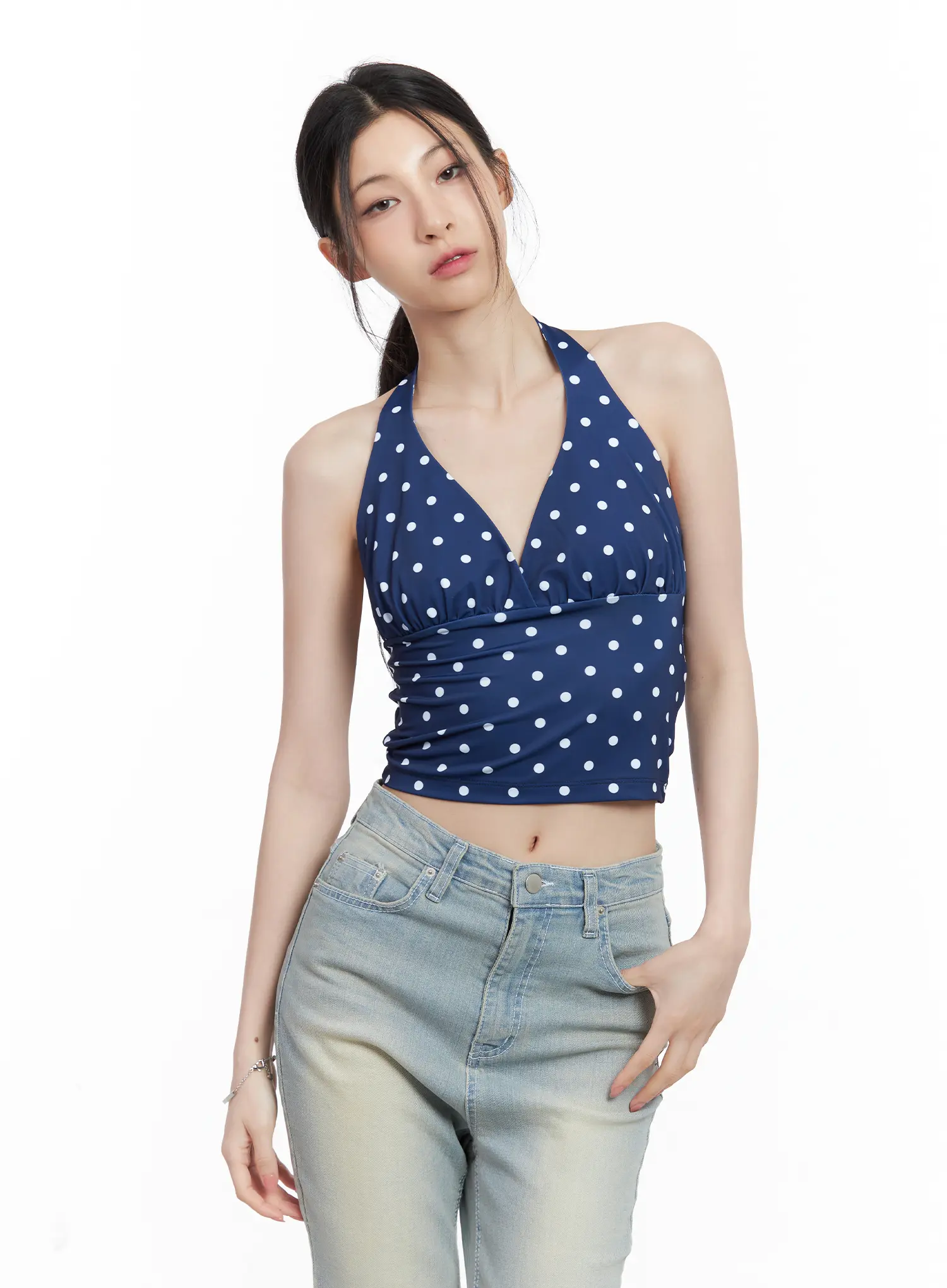 V-Neck Polka Dot Halter Top CL501 - Image 14