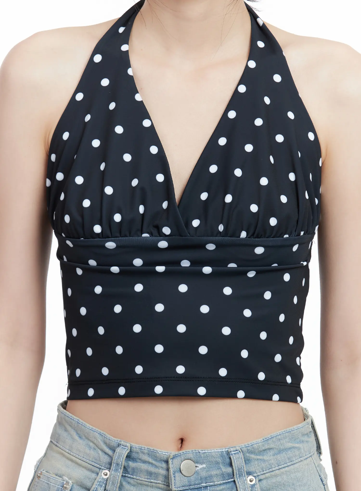 V-Neck Polka Dot Halter Top CL501 - Image 8