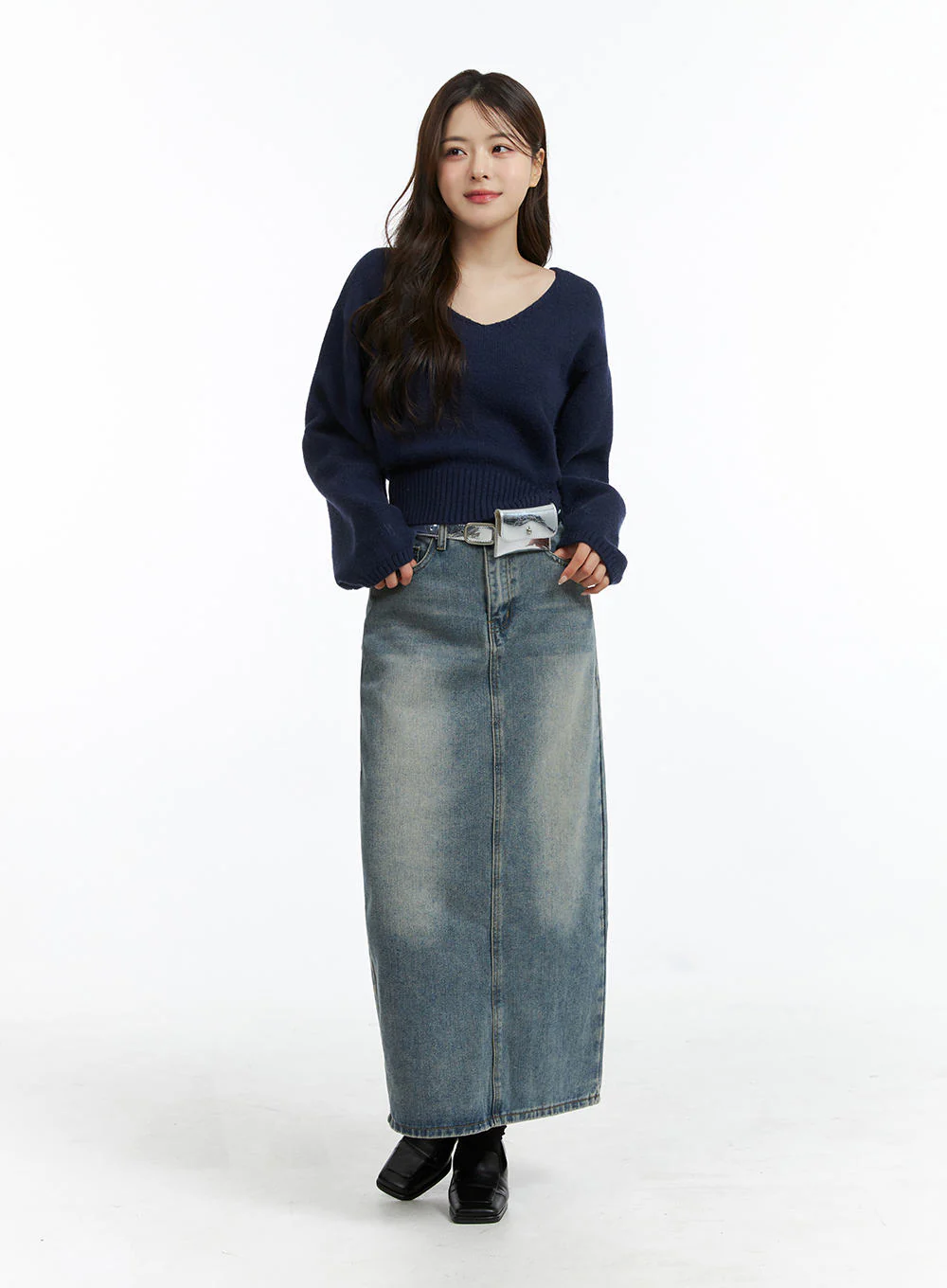 V-Neck Solid Sweater OJ411 - Image 6