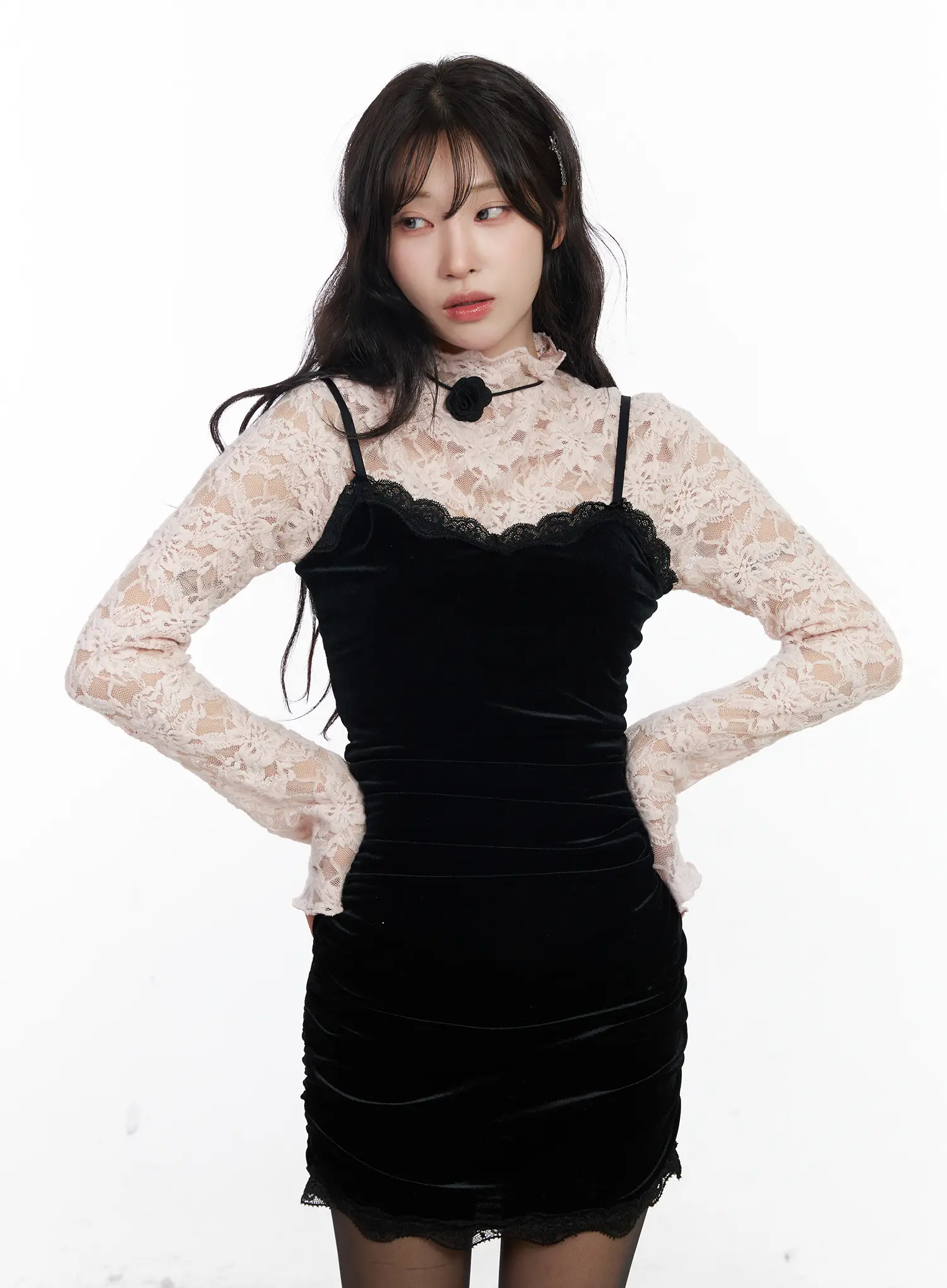 Velvet Lace Mini Dress CJ526 - Image 2
