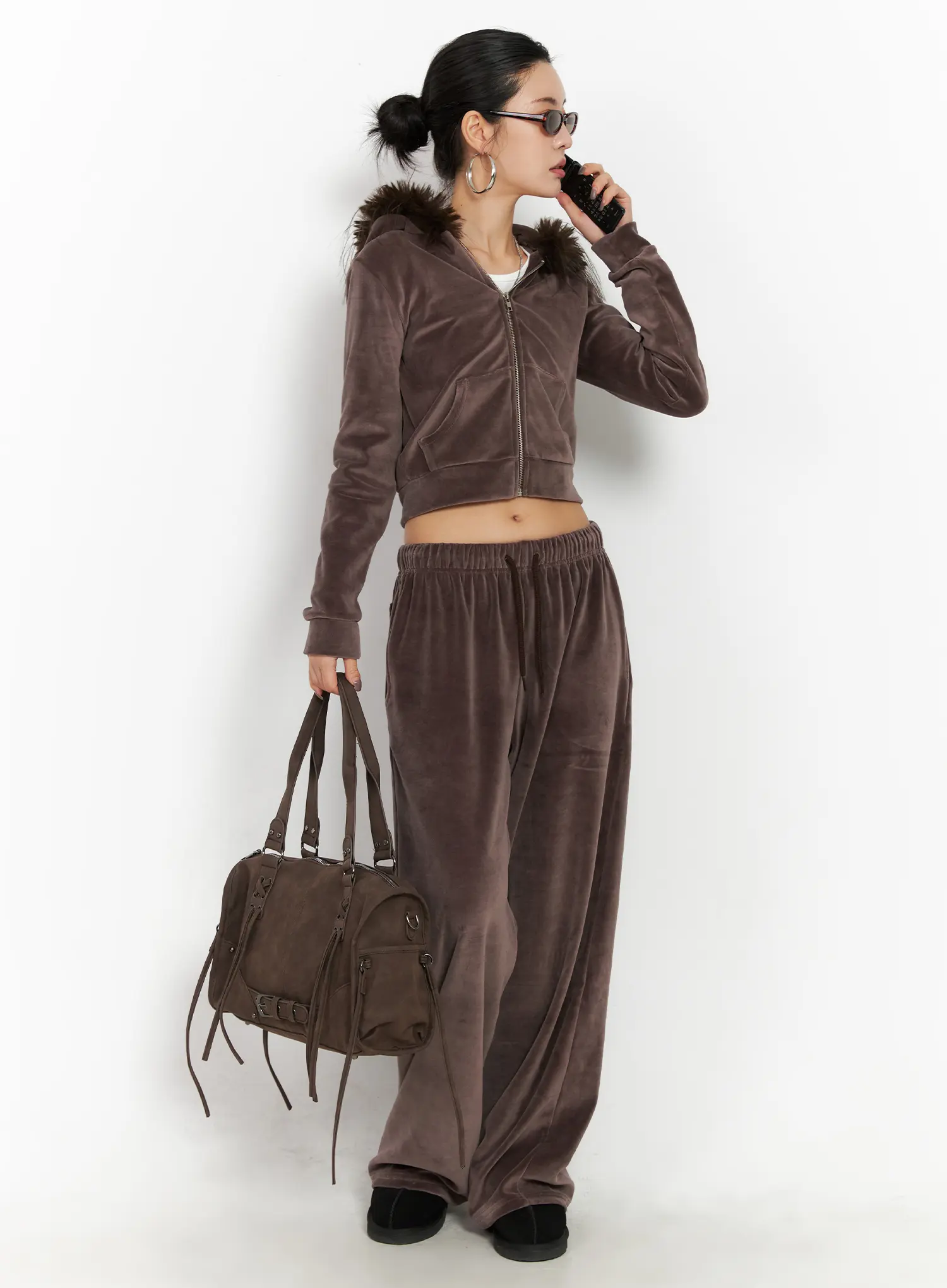 Velvet Zip-Up Fur Hoodie CD508 - Image 2