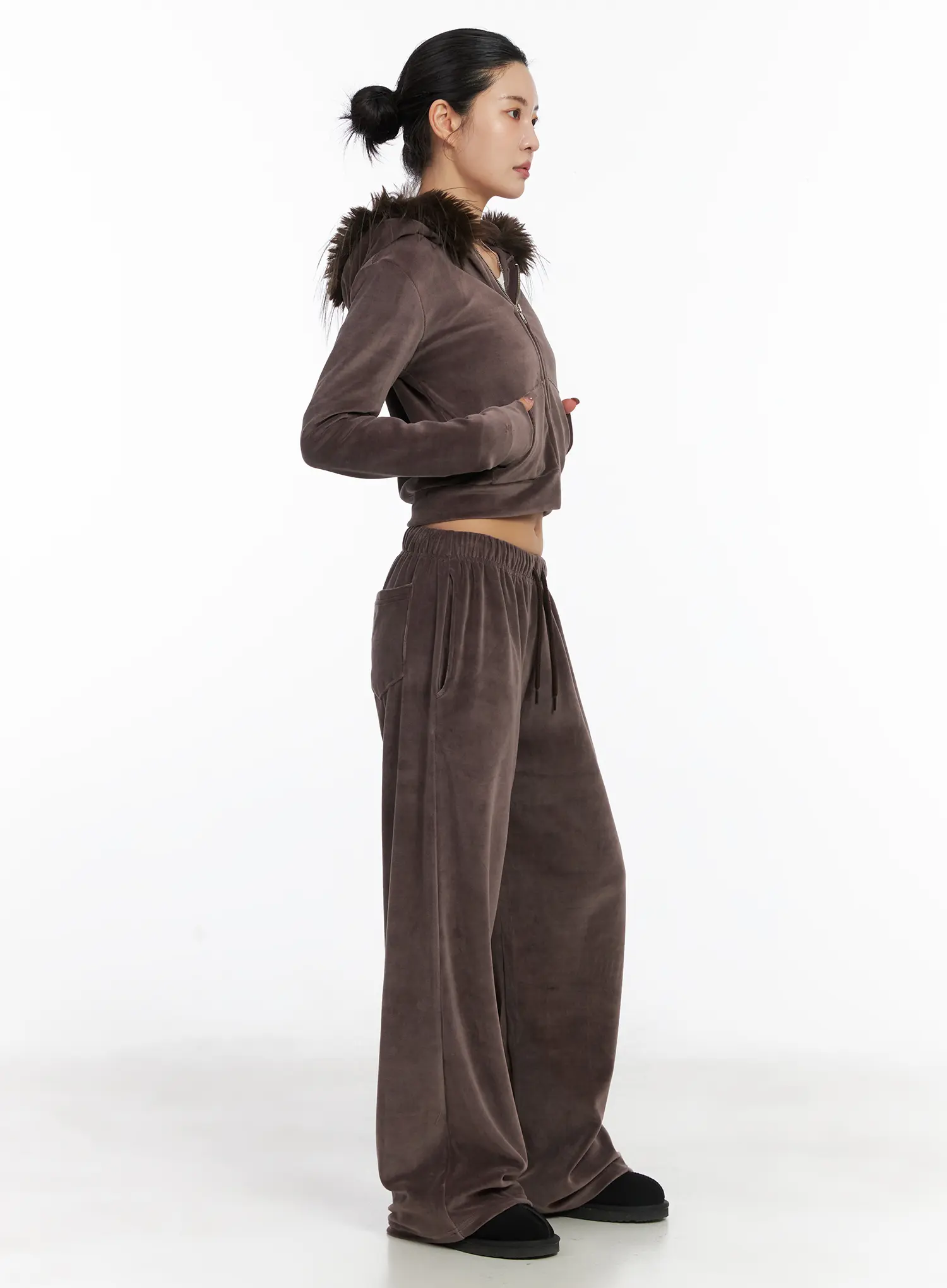 Velvet Zip-Up Fur Hoodie CD508 - Image 6