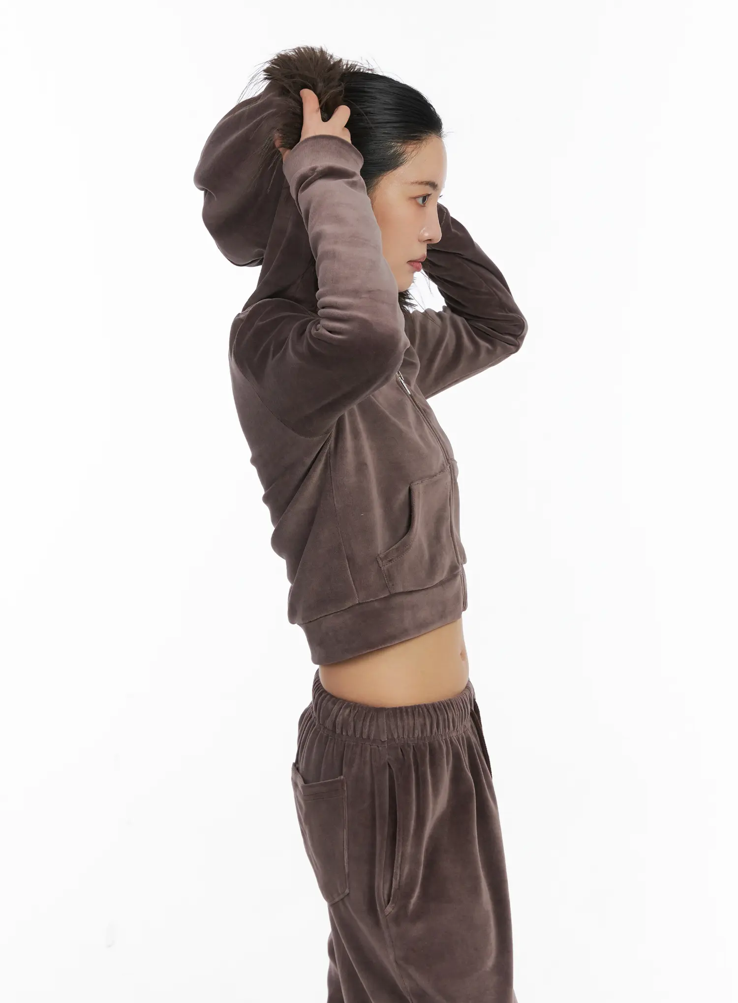 Velvet Zip-Up Fur Hoodie CD508 - Image 7