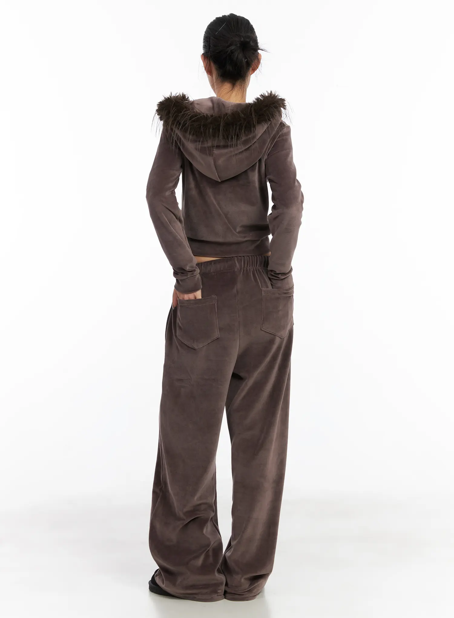 Velvet Zip-Up Fur Hoodie CD508 - Image 8