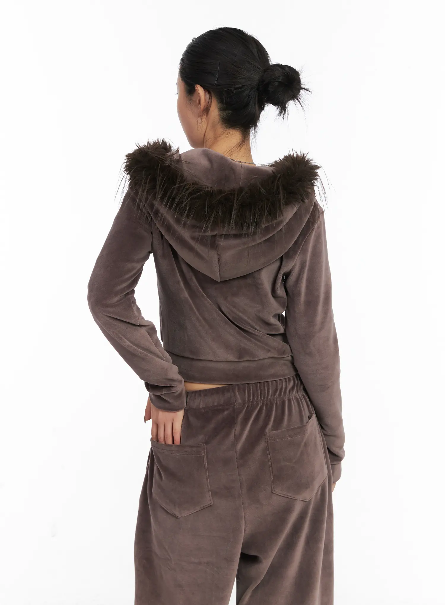 Velvet Zip-Up Fur Hoodie CD508 - Image 9