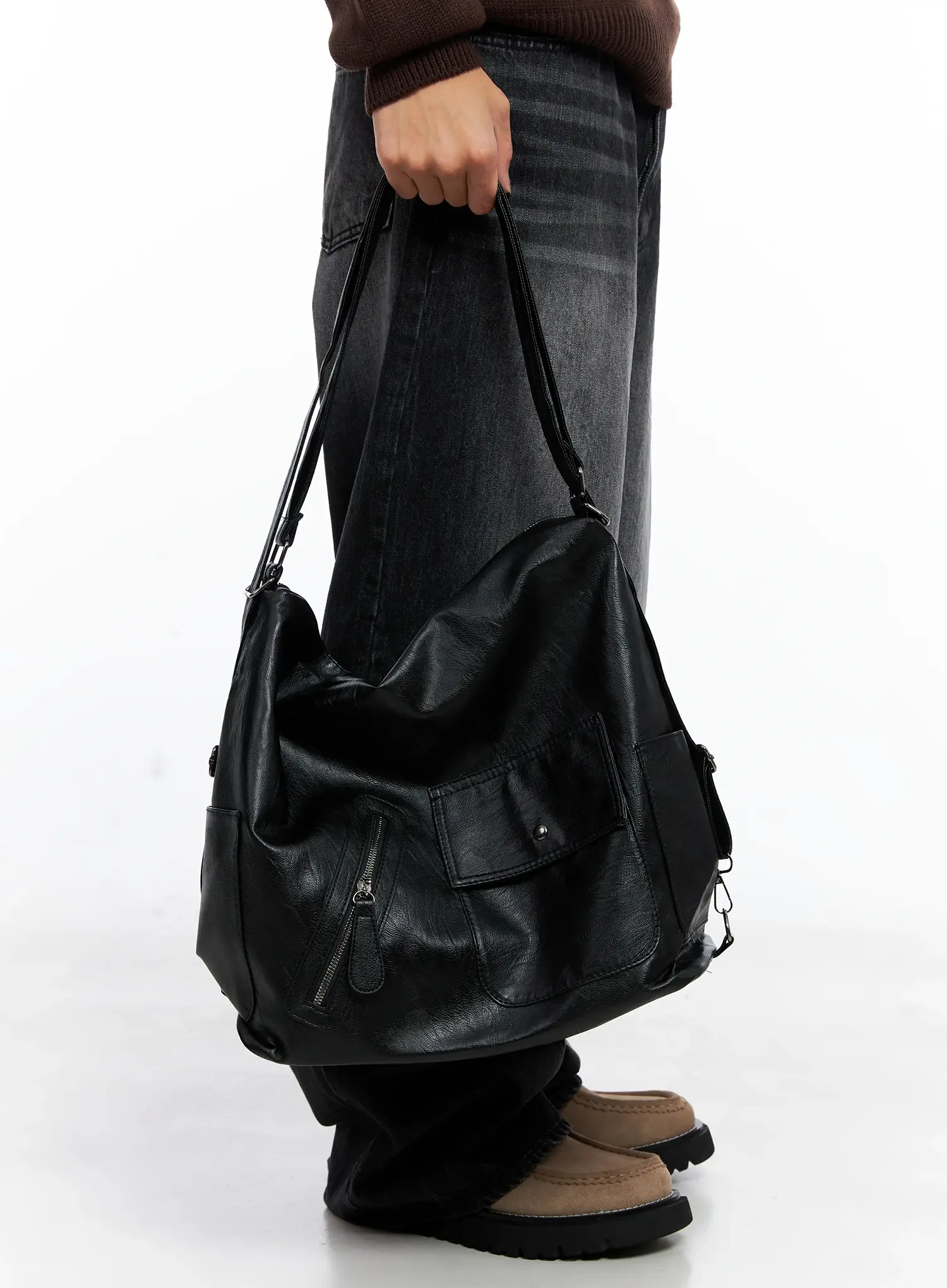 Versatile Faux Leather Shoulder Bag IO502