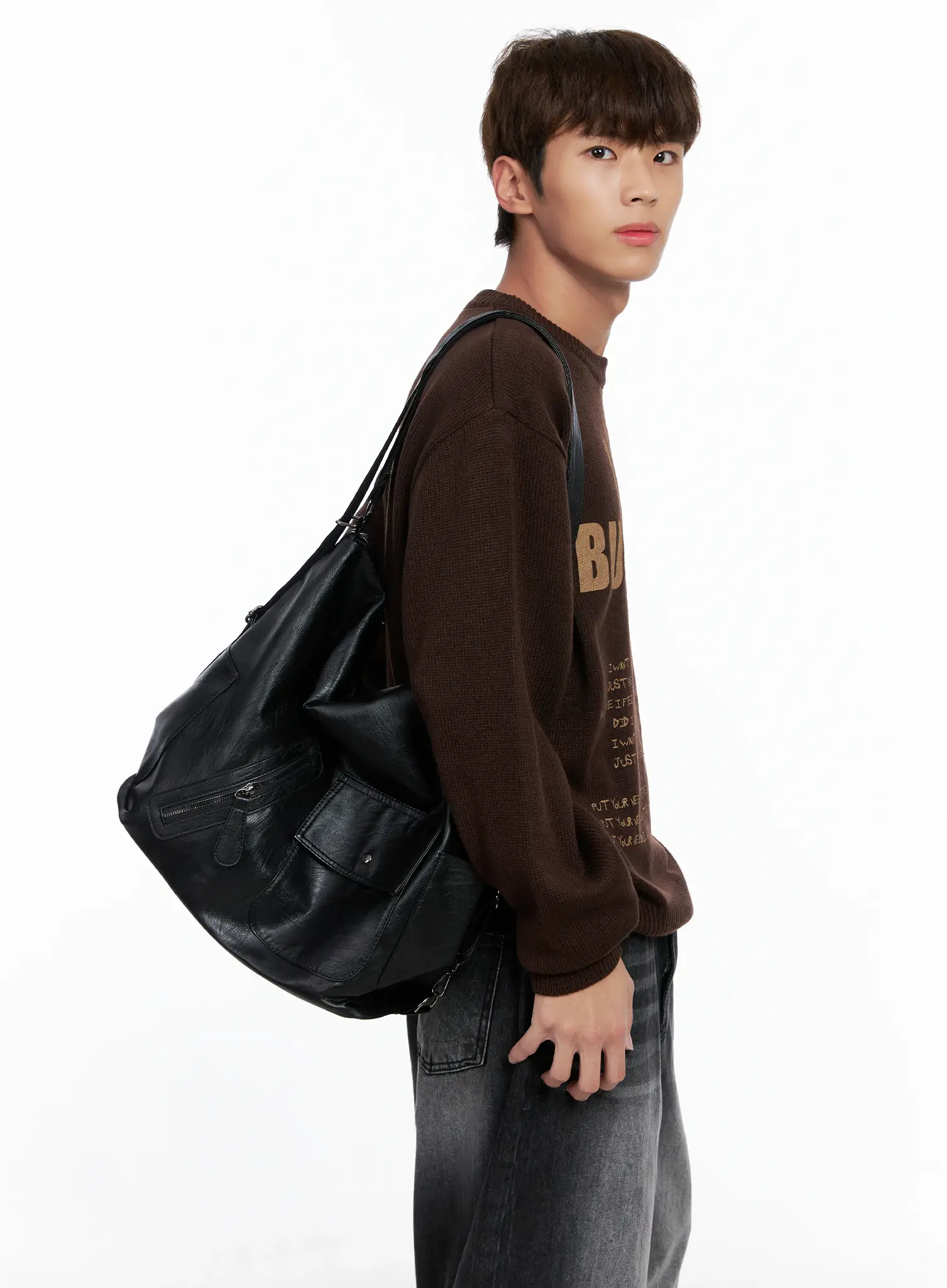 Versatile Faux Leather Shoulder Bag IO502 - Image 2