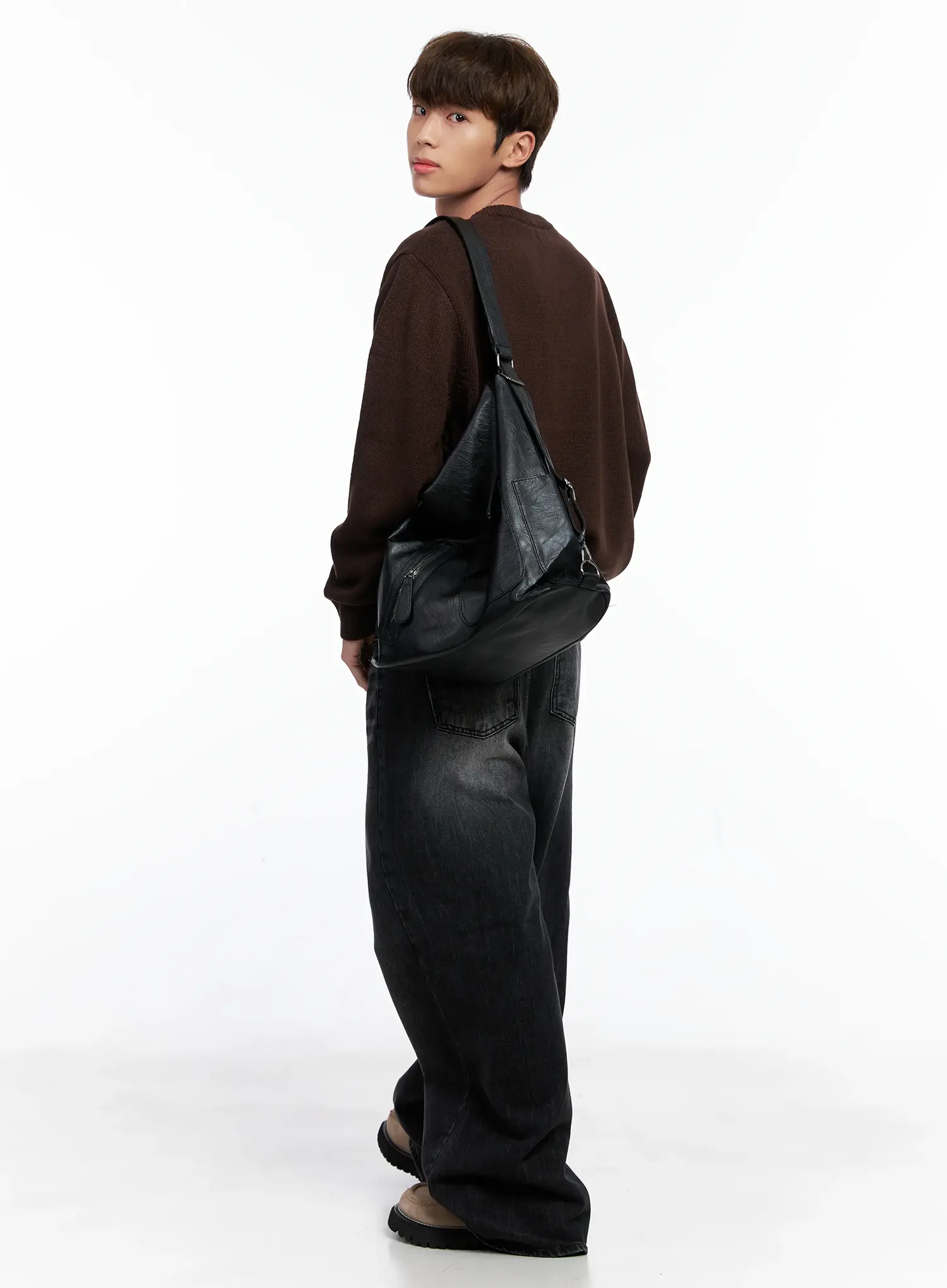 Versatile Faux Leather Shoulder Bag IO502 - Image 5