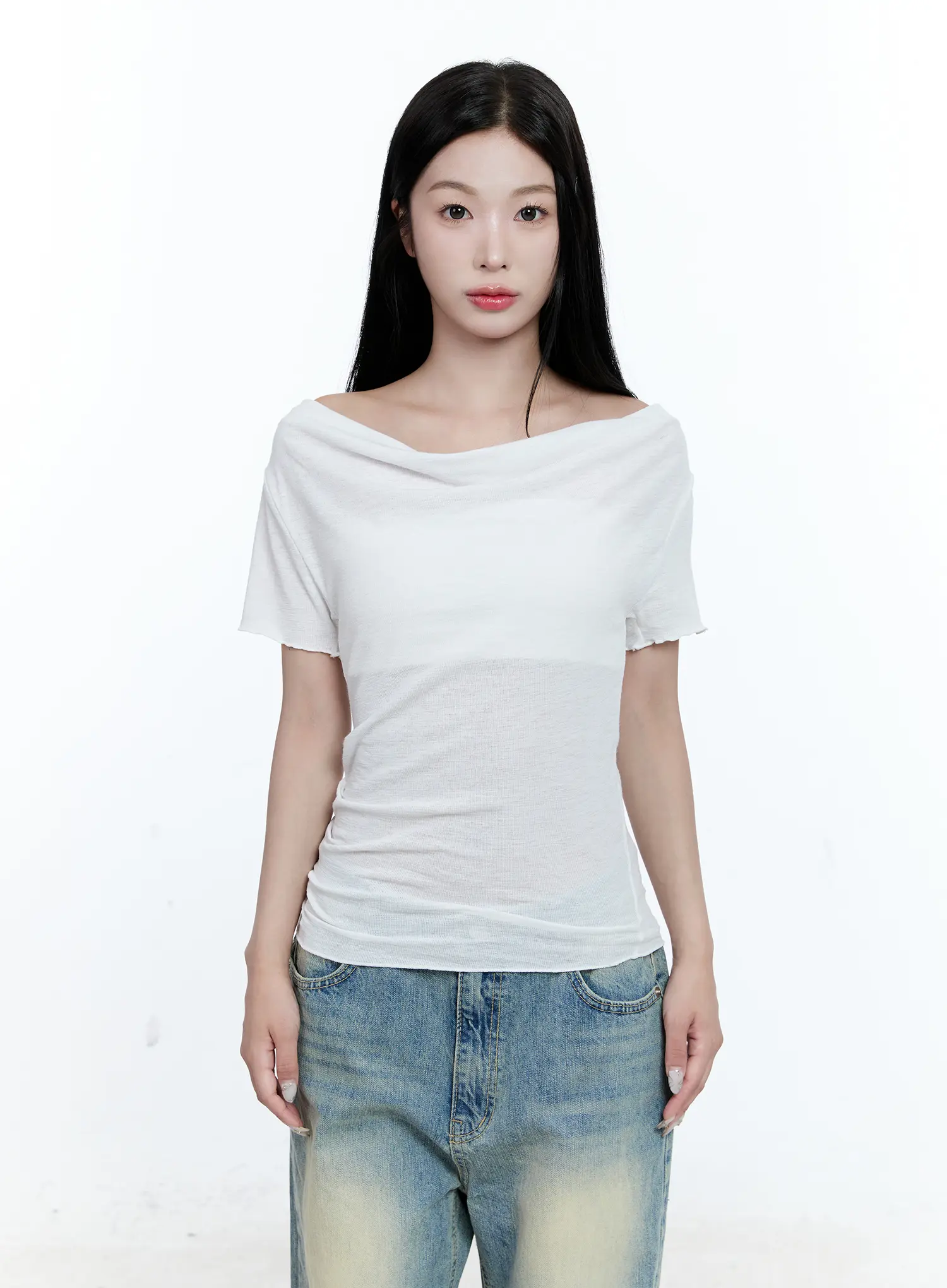 Versatile Off-Shoulder Shirred Top CG507 - Image 12