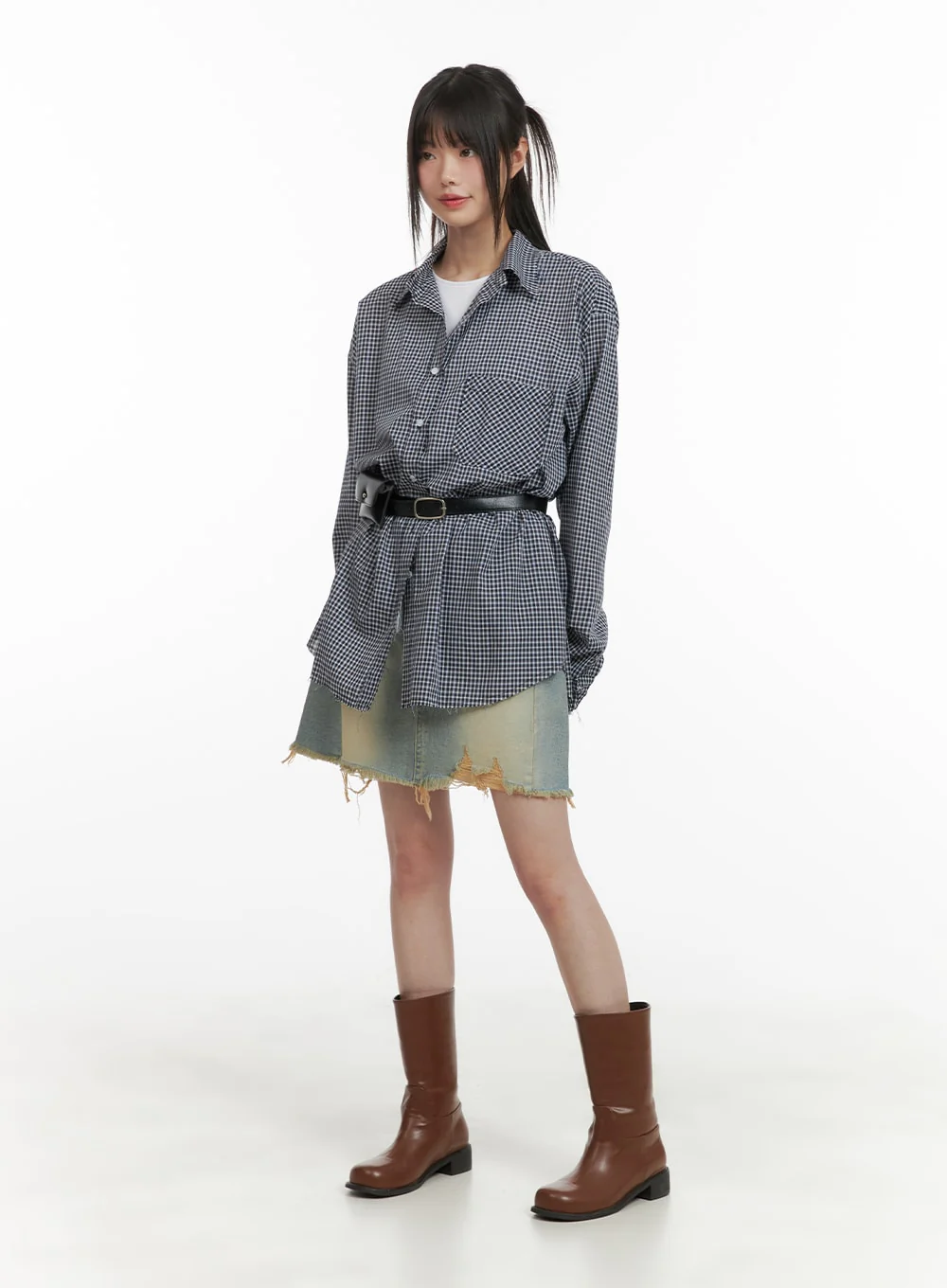 Vintage Destroyed Hem Mini Skirt CA418 - Image 2