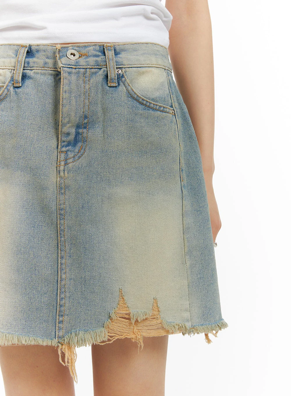 Vintage Destroyed Hem Mini Skirt CA418 - Image 3