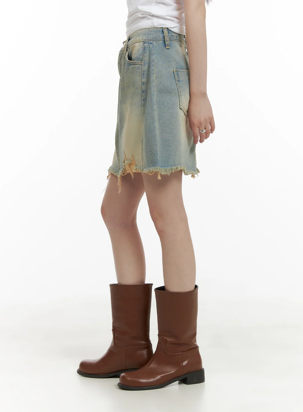Vintage Destroyed Hem Mini Skirt CA418 - Image 4