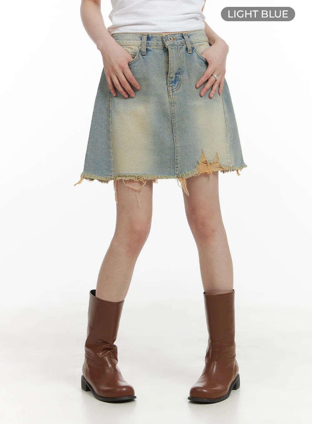 Vintage Destroyed Hem Mini Skirt CA418 - Image 7