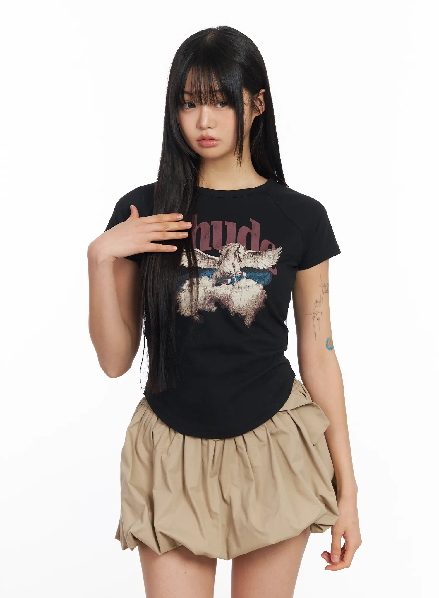Vintage Graphic Short Sleeve Baby Tee CF504 - Image 6