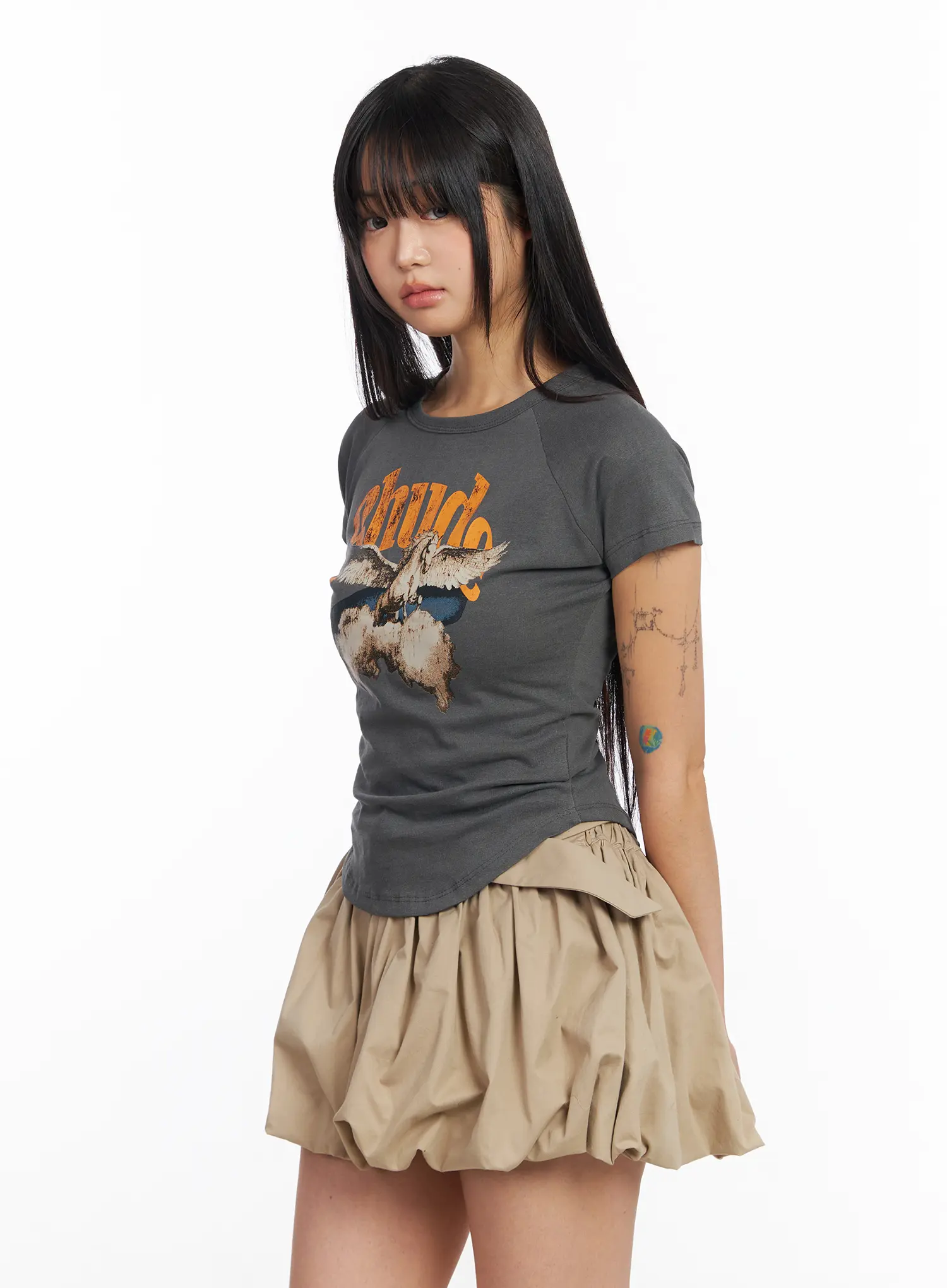 Vintage Graphic Short Sleeve Baby Tee CF504 - Image 9
