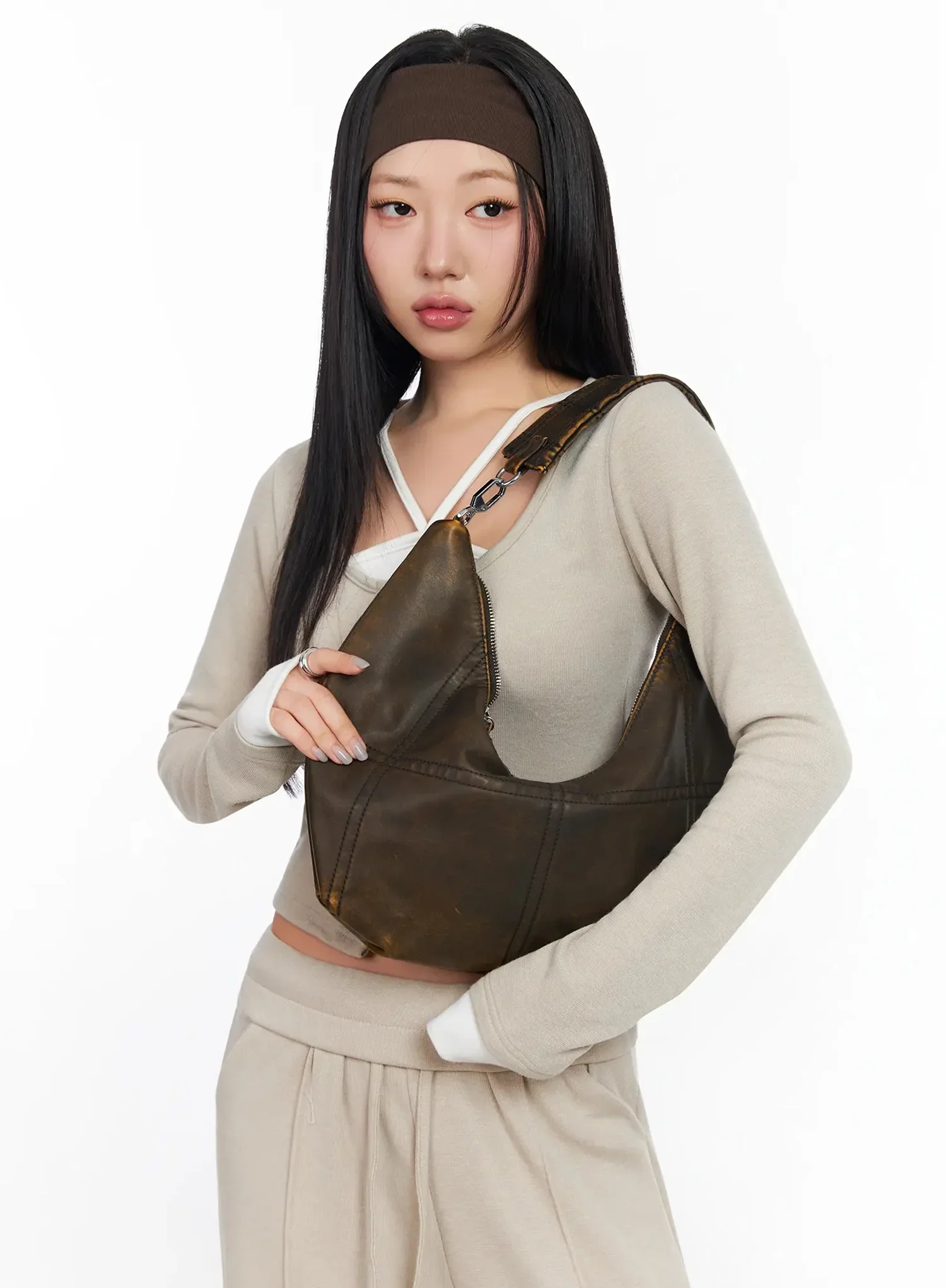 Vintage Stitched Shoulder Bag IA507 - Image 3