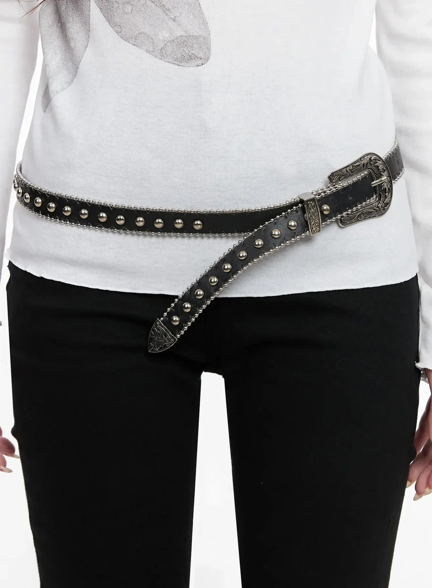 Vintage Studded Skinny Belt IN514