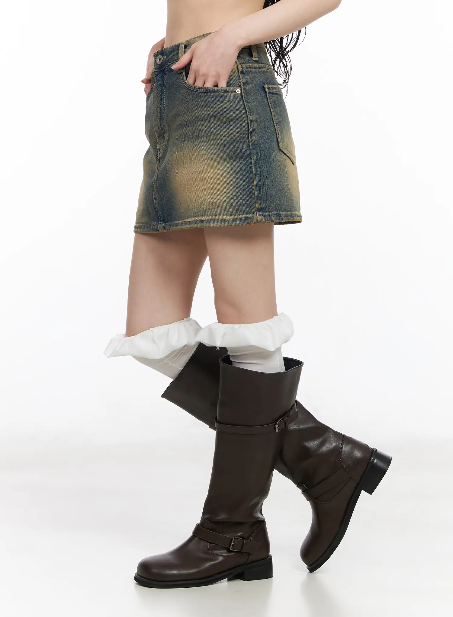 Vintage Wash Denim Mini Skirt CM518 - Image 3