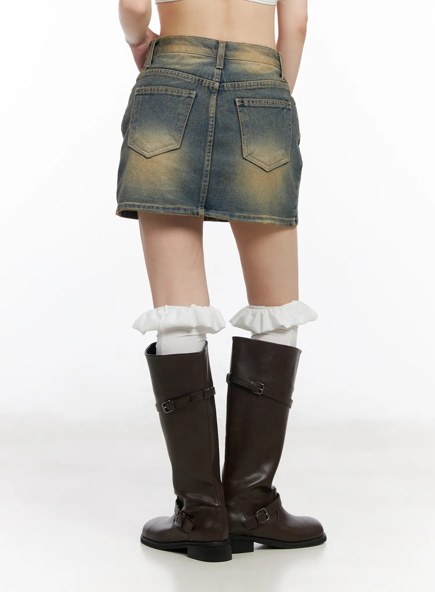 Vintage Wash Denim Mini Skirt CM518 - Image 4