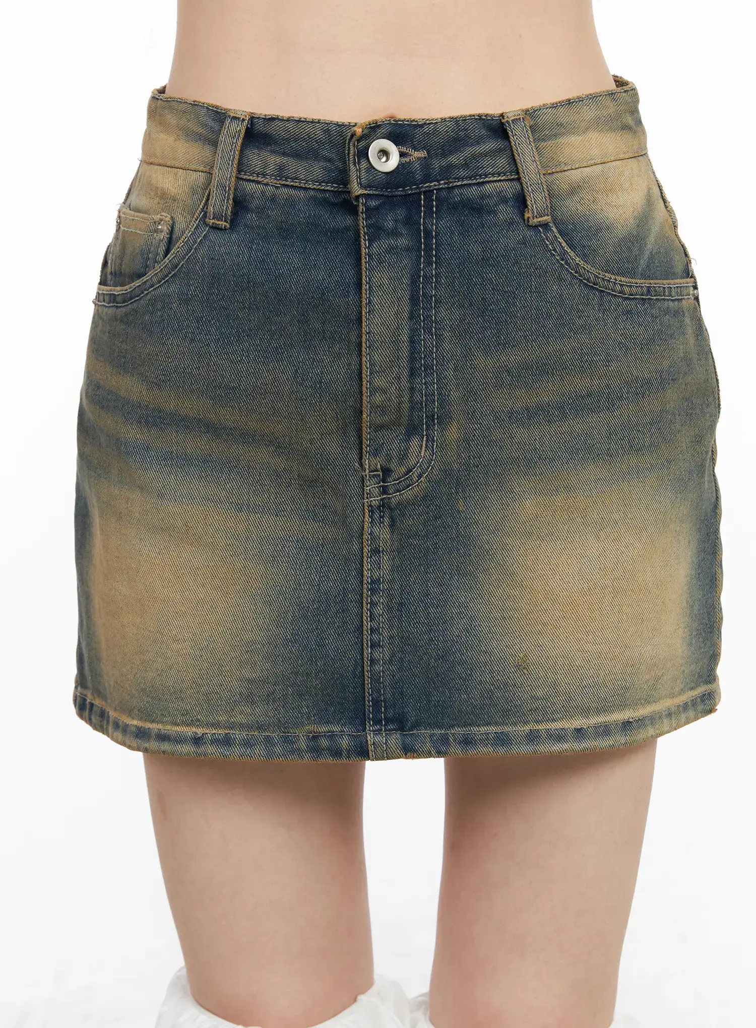 Vintage Wash Denim Mini Skirt CM518 - Image 9
