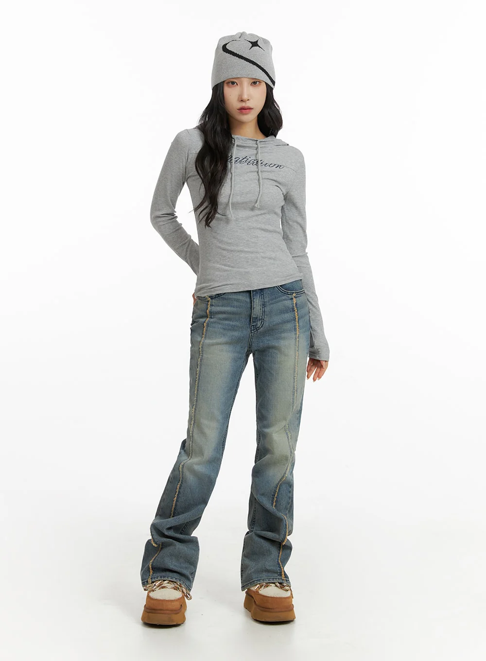 Vintage Washed Bootcut Denim Jeans CF415 - Image 3