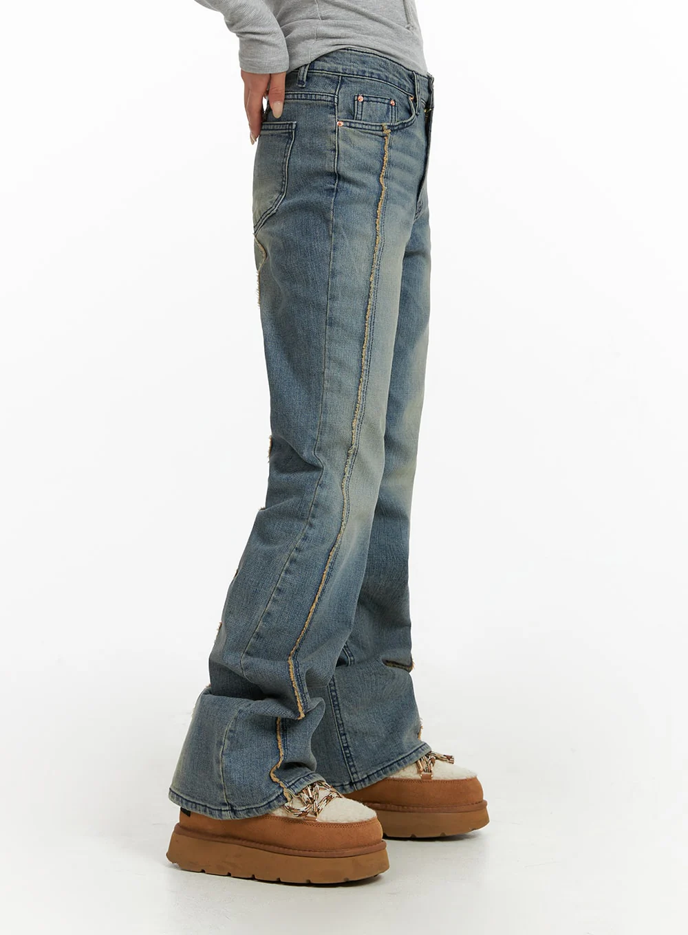 Vintage Washed Bootcut Denim Jeans CF415 - Image 4