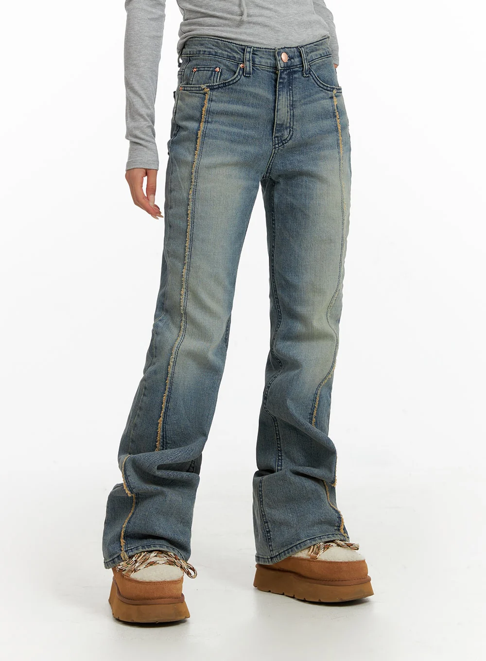 Vintage Washed Bootcut Denim Jeans CF415 - Image 5