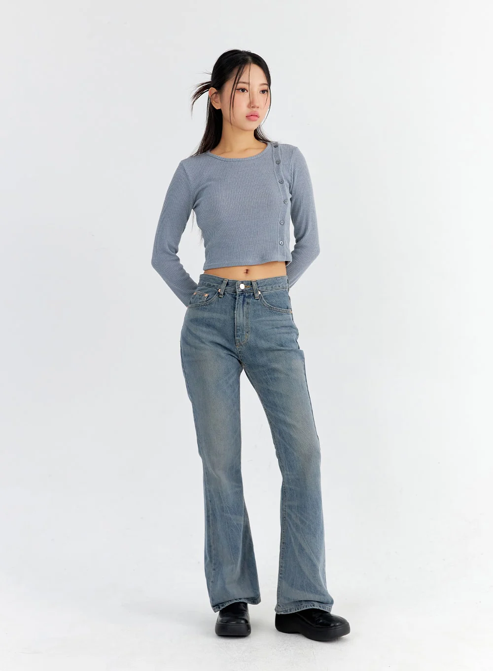 Vintage Washed Bootcut Jeans CO325 - Image 4