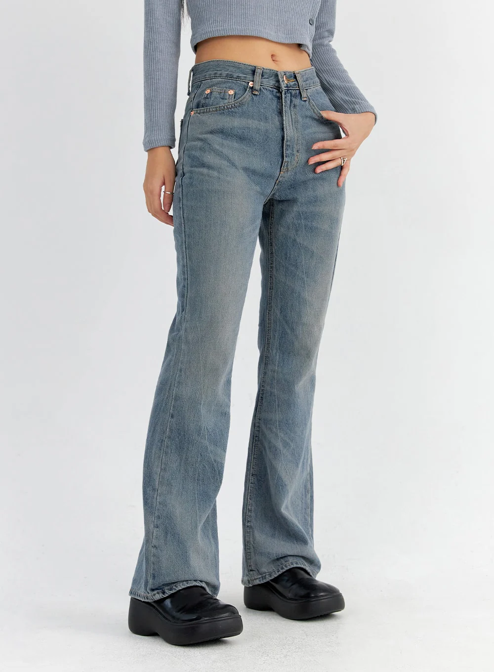 Vintage Washed Bootcut Jeans CO325 - Image 5
