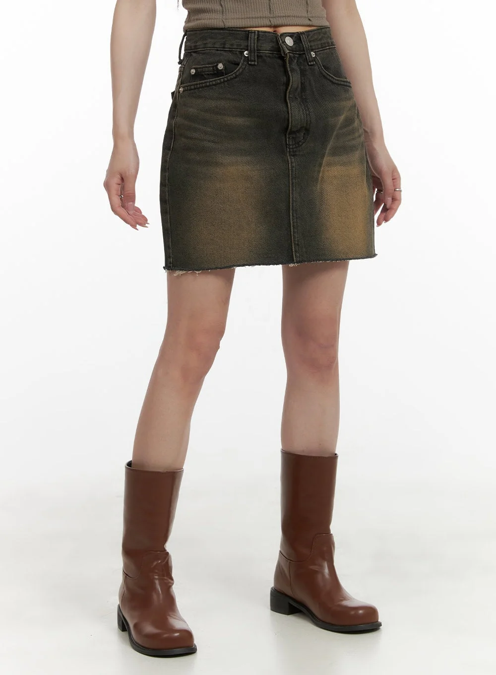 Vintage Washed Denim Mini Skirt CA430 - Image 2