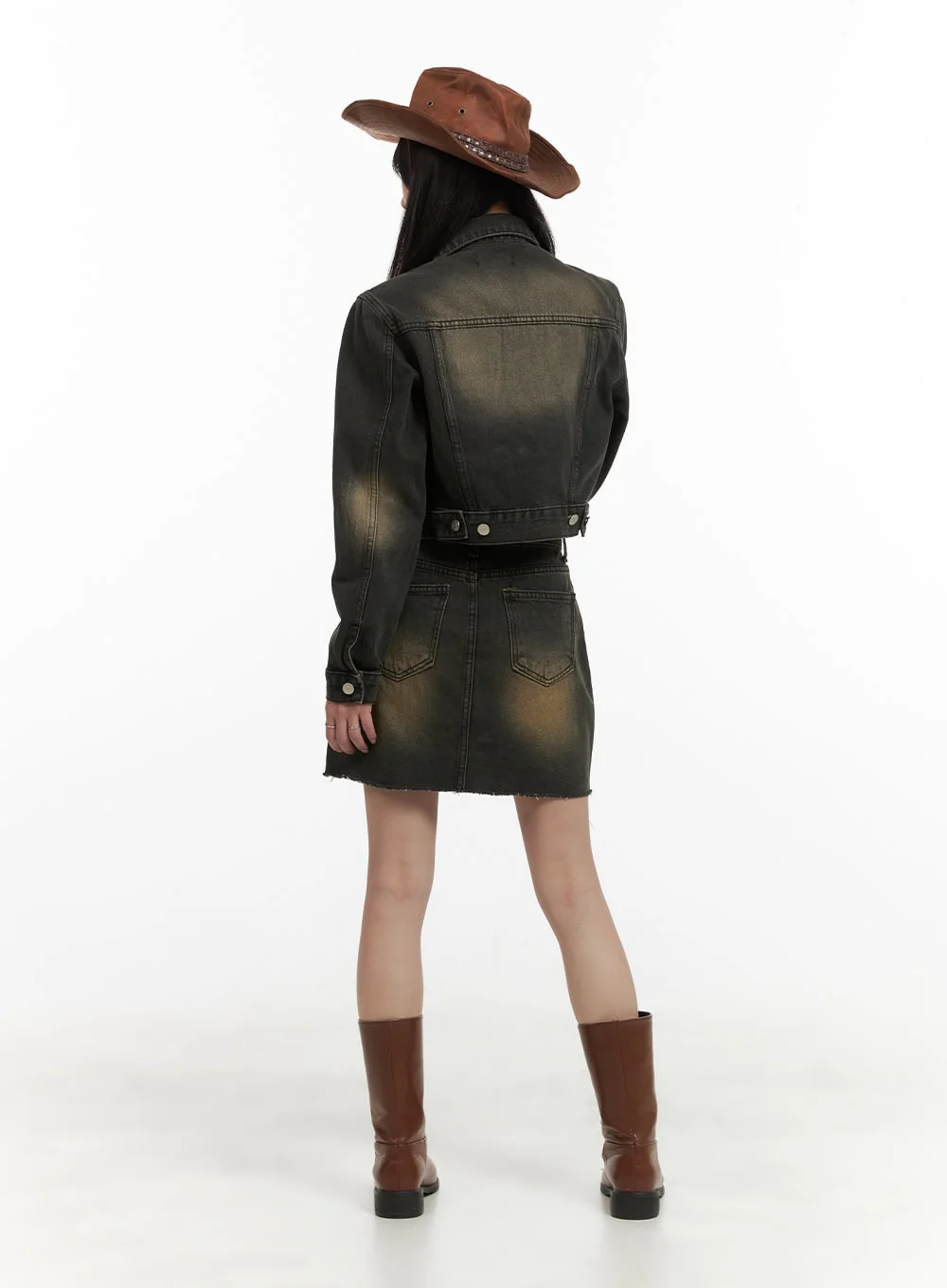 Vintage Washed Denim Mini Skirt CA430 - Image 3