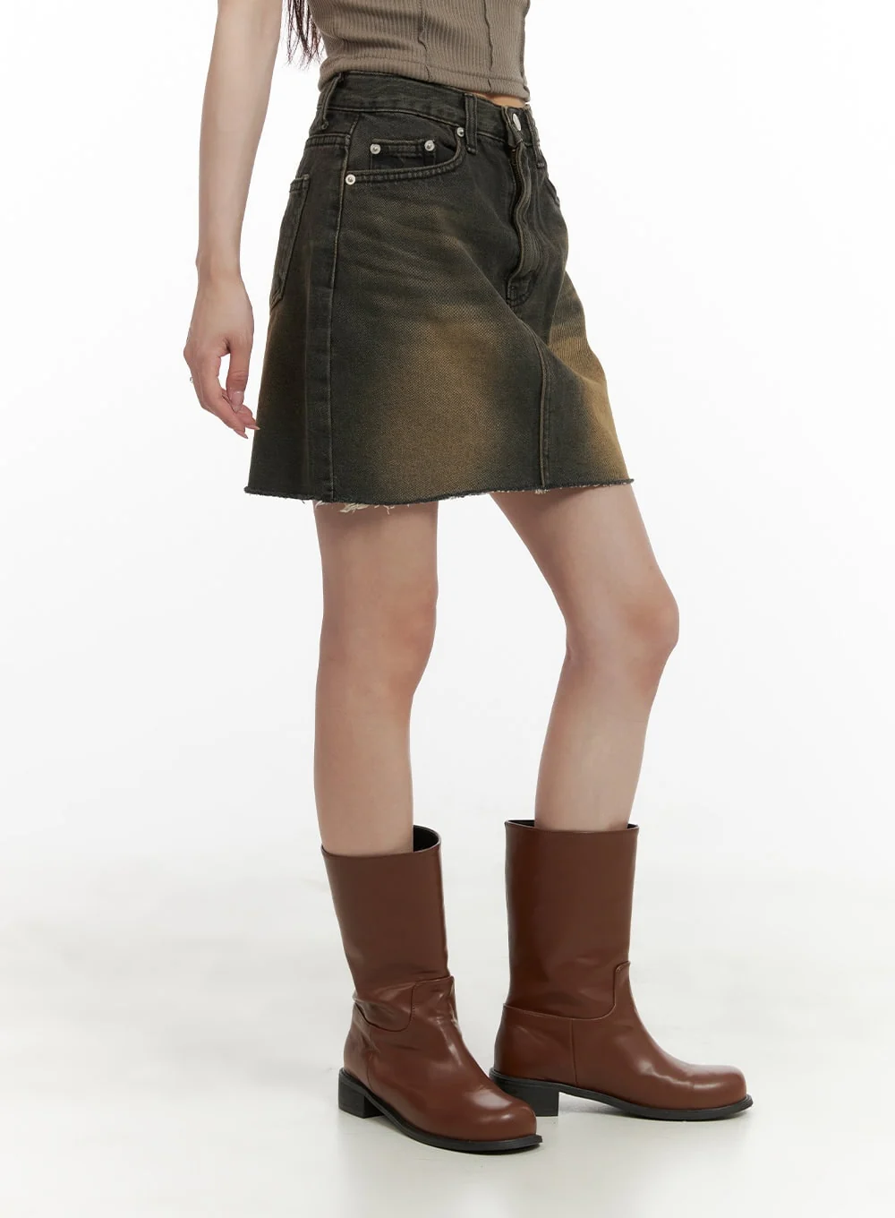 Vintage Washed Denim Mini Skirt CA430 - Image 4