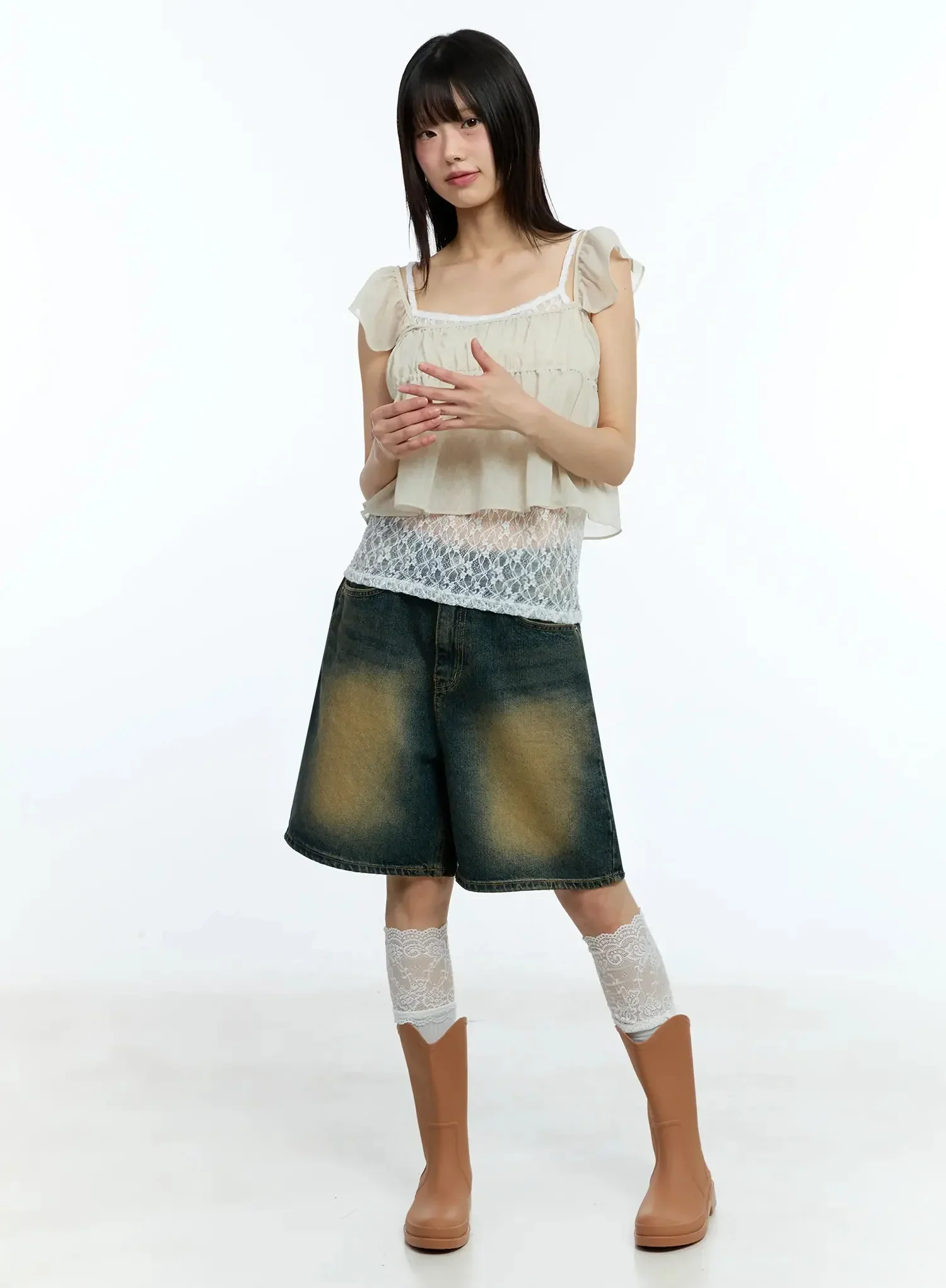 Vintage Washed Wide-Fit Jorts IU523