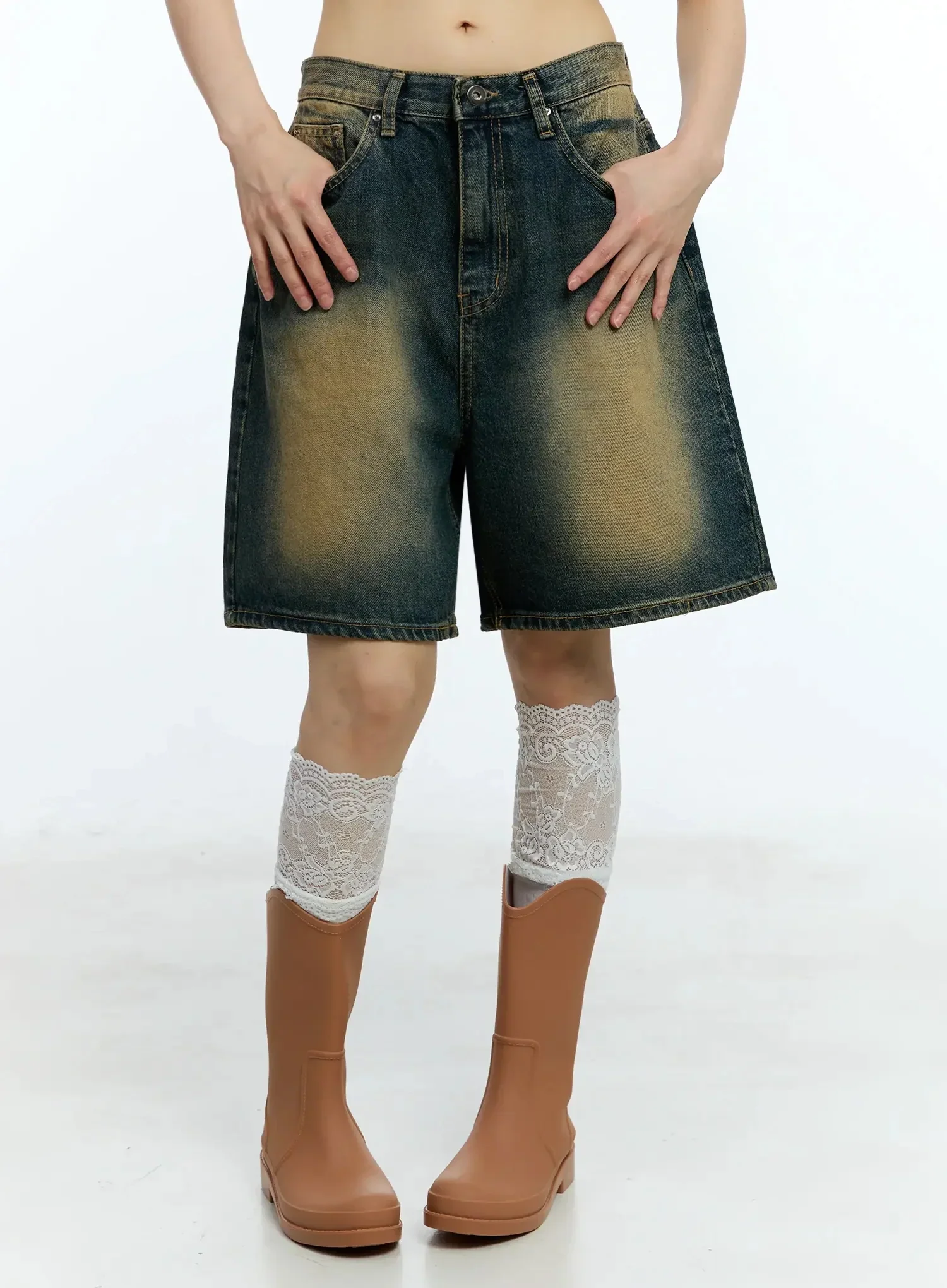 Vintage Washed Wide-Fit Jorts IU523 - Image 2