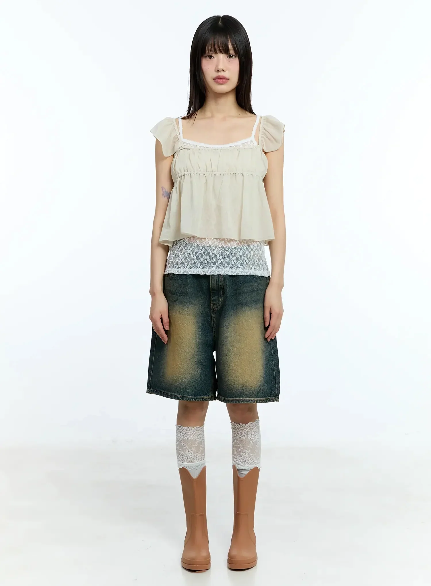 Vintage Washed Wide-Fit Jorts IU523 - Image 4