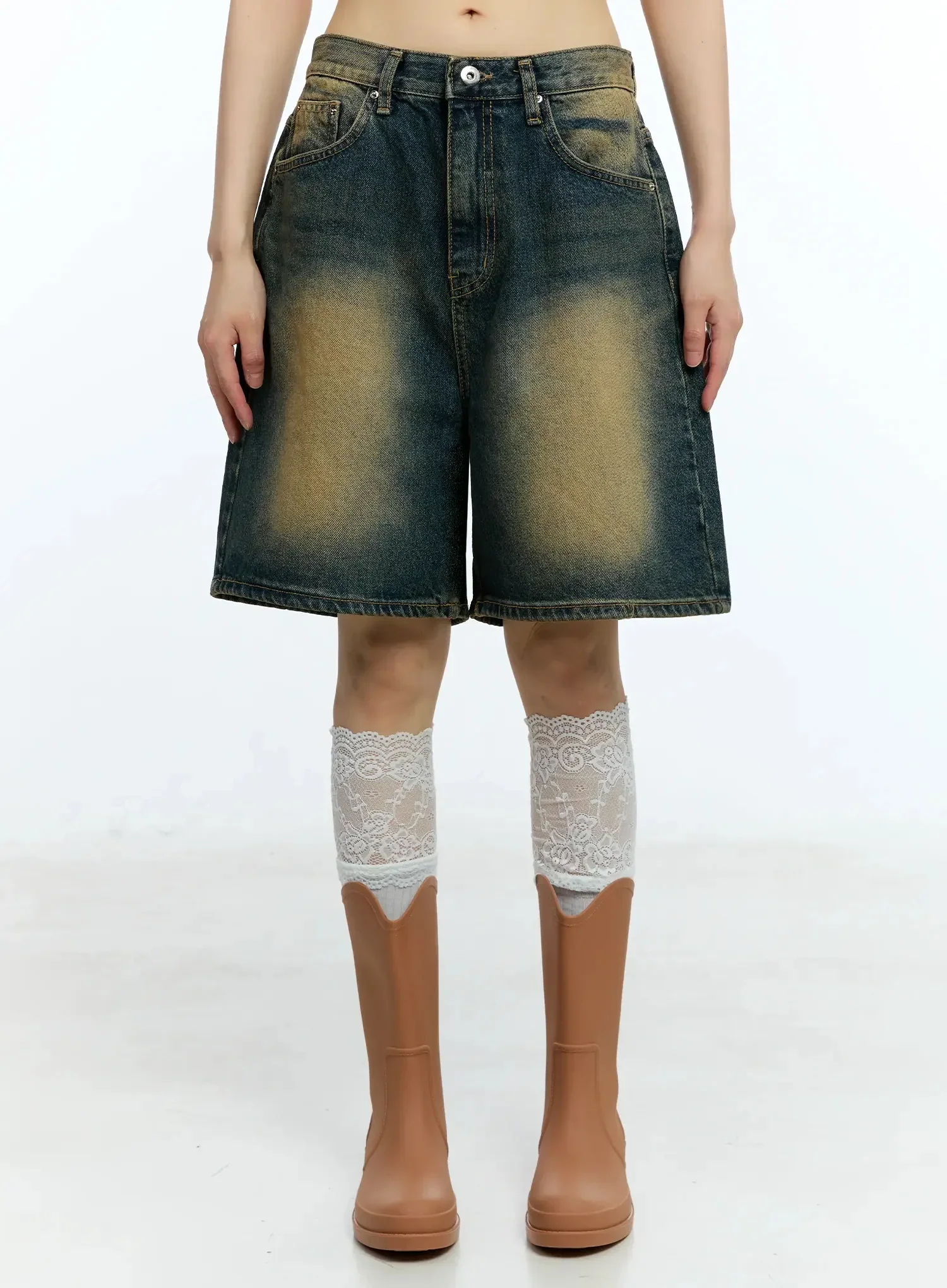 Vintage Washed Wide-Fit Jorts IU523 - Image 6