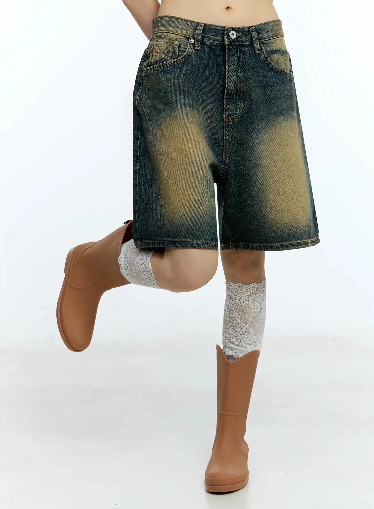 Vintage Washed Wide-Fit Jorts IU523 - Image 7
