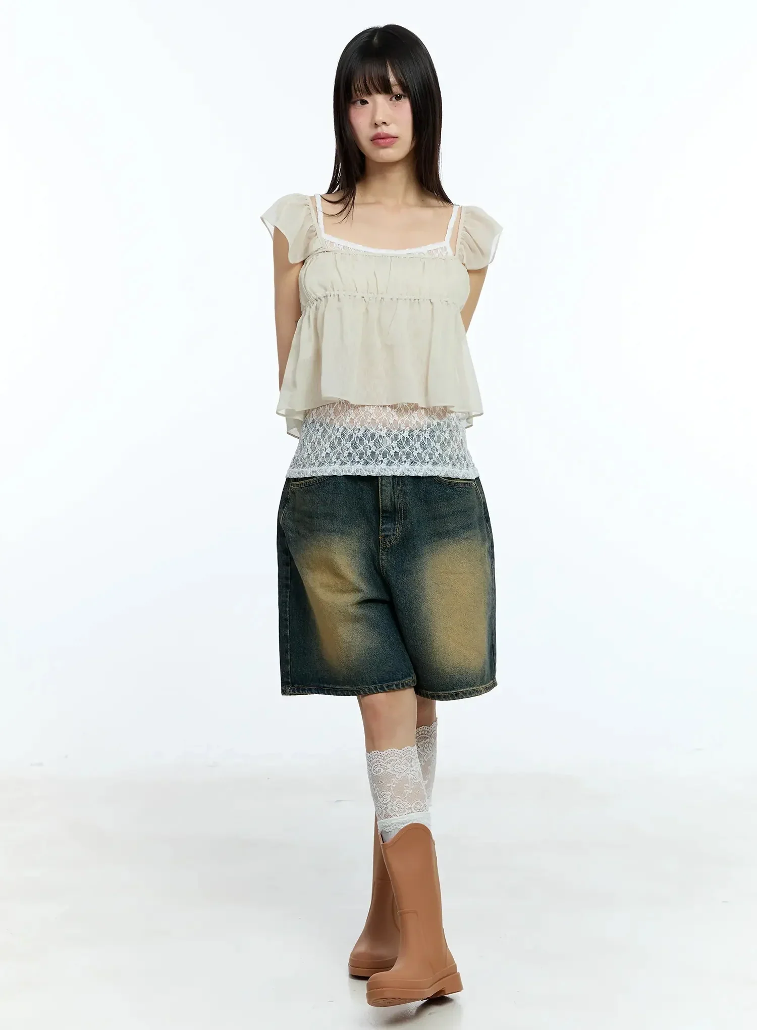 Vintage Washed Wide-Fit Jorts IU523 - Image 8