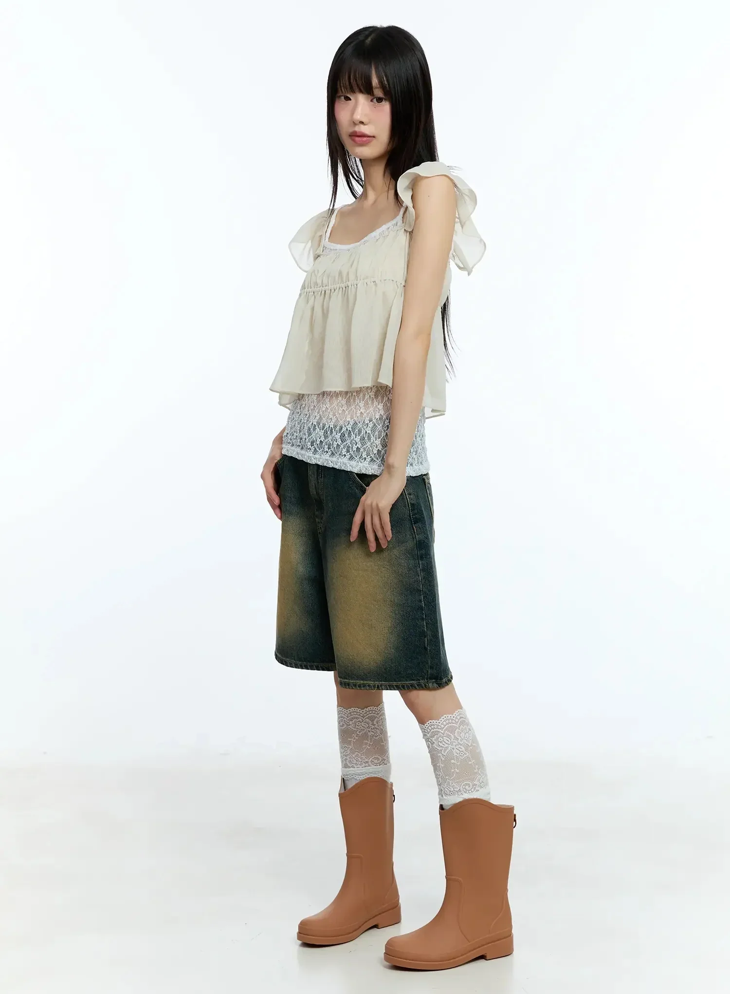 Vintage Washed Wide-Fit Jorts IU523 - Image 9