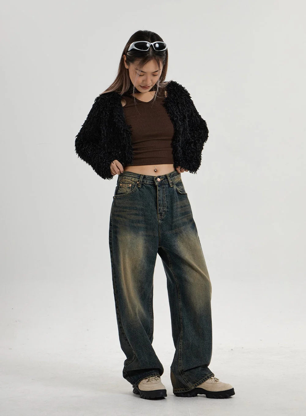 Vintage Washing Wide Leg Denim Pants CN14 - Image 13