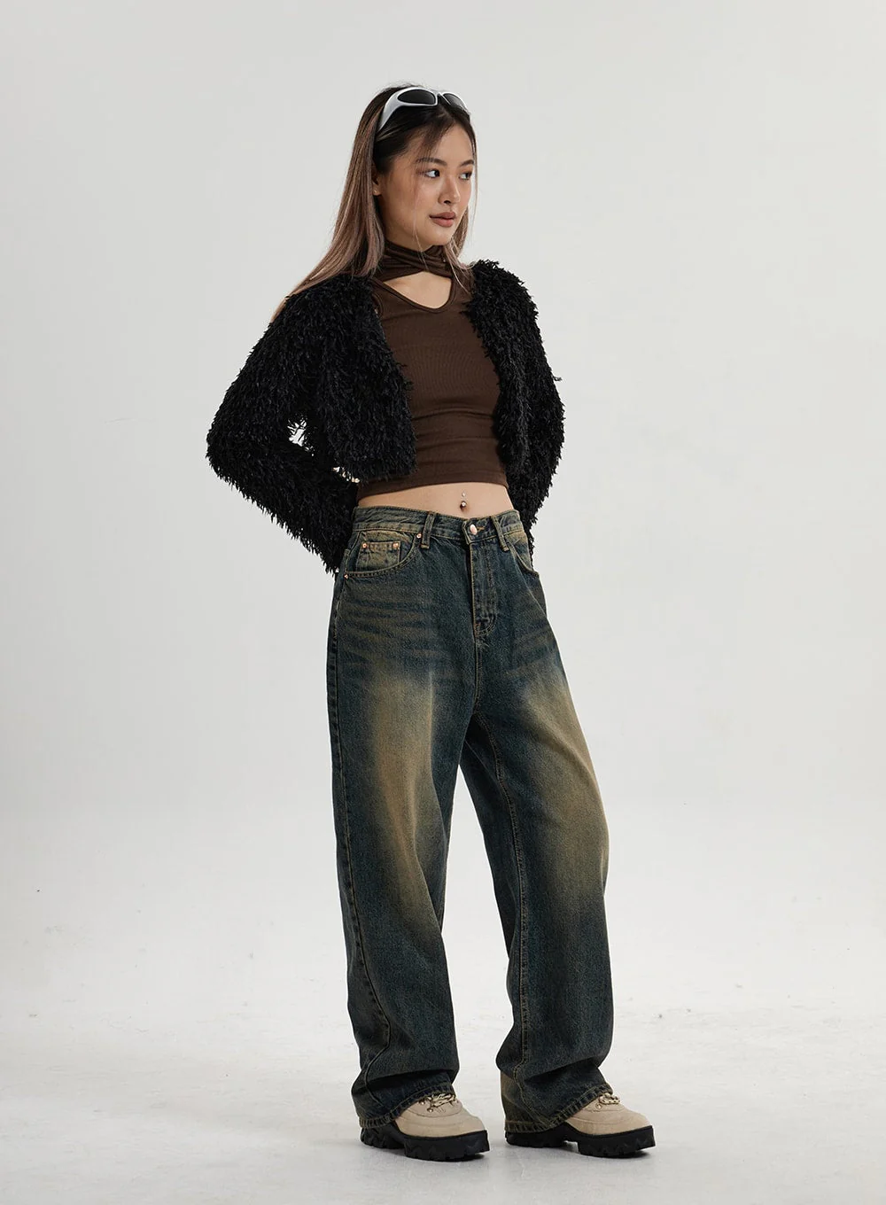 Vintage Washing Wide Leg Denim Pants CN14 - Image 4