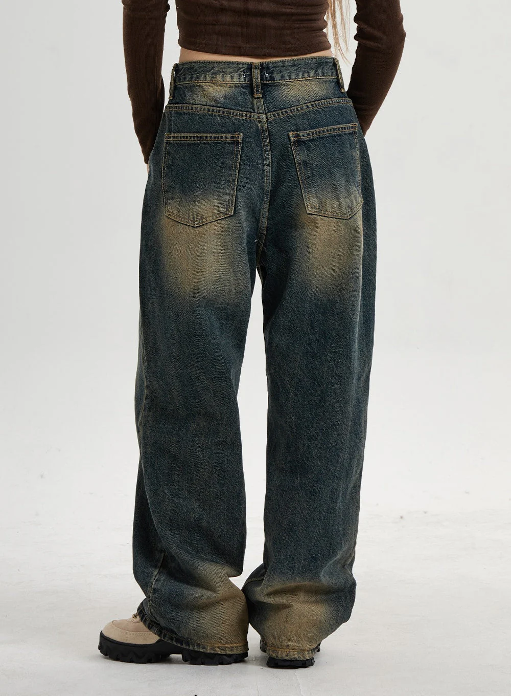 Vintage Washing Wide Leg Denim Pants CN14 - Image 6