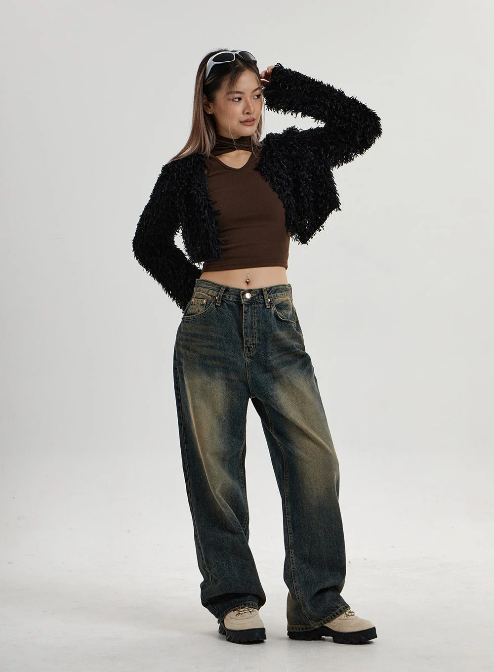 Vintage Washing Wide Leg Denim Pants CN14 - Image 7