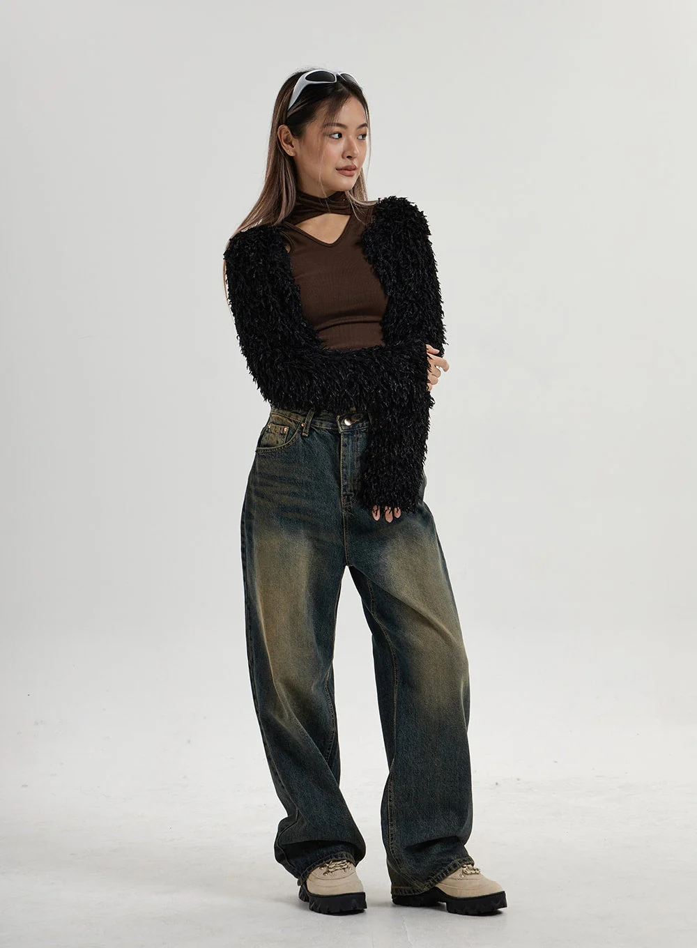 Vintage Washing Wide Leg Denim Pants CN14 - Image 8
