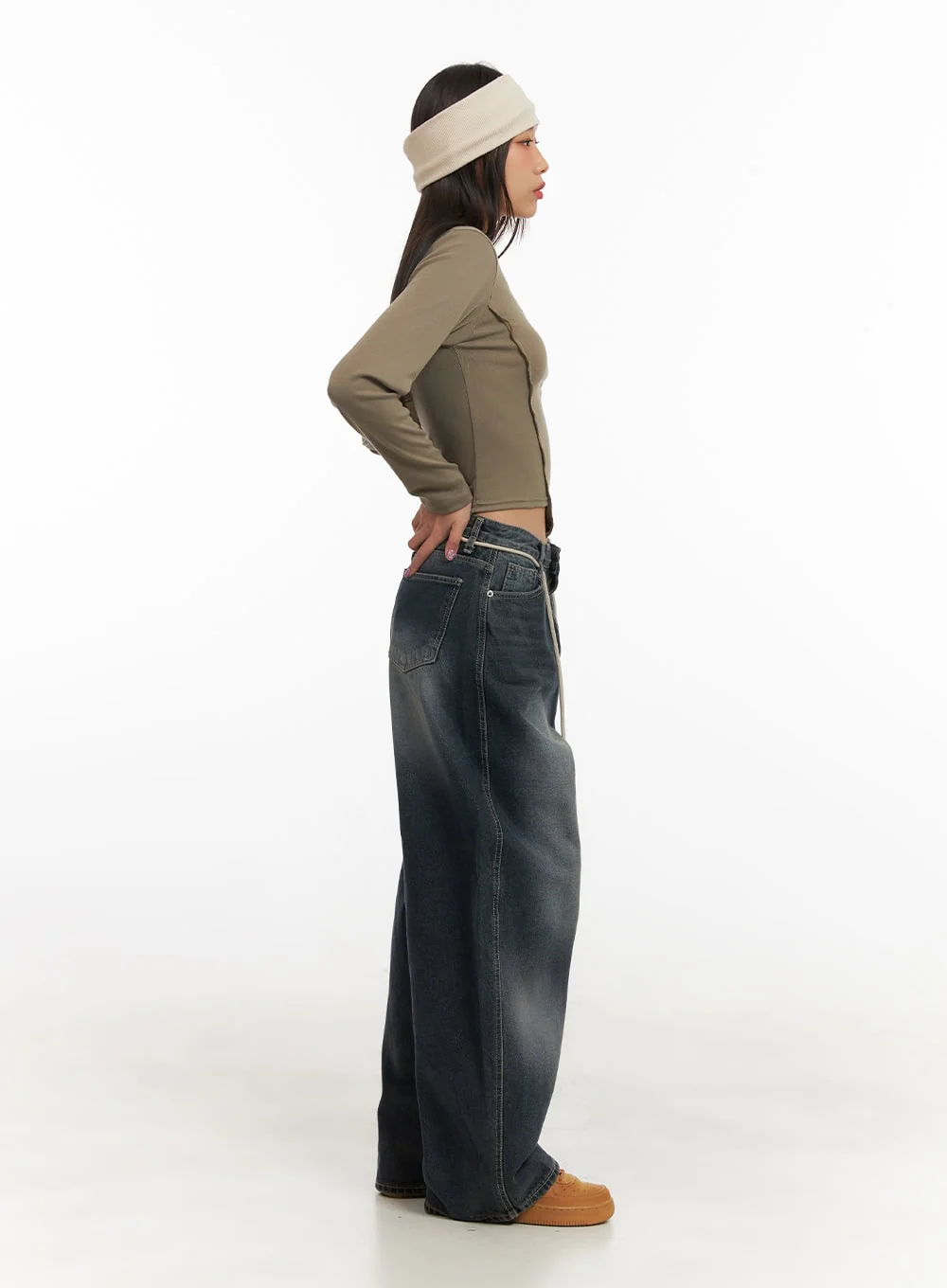 Vivian Washed Cotton Baggy Jeans CD409 - Image 5