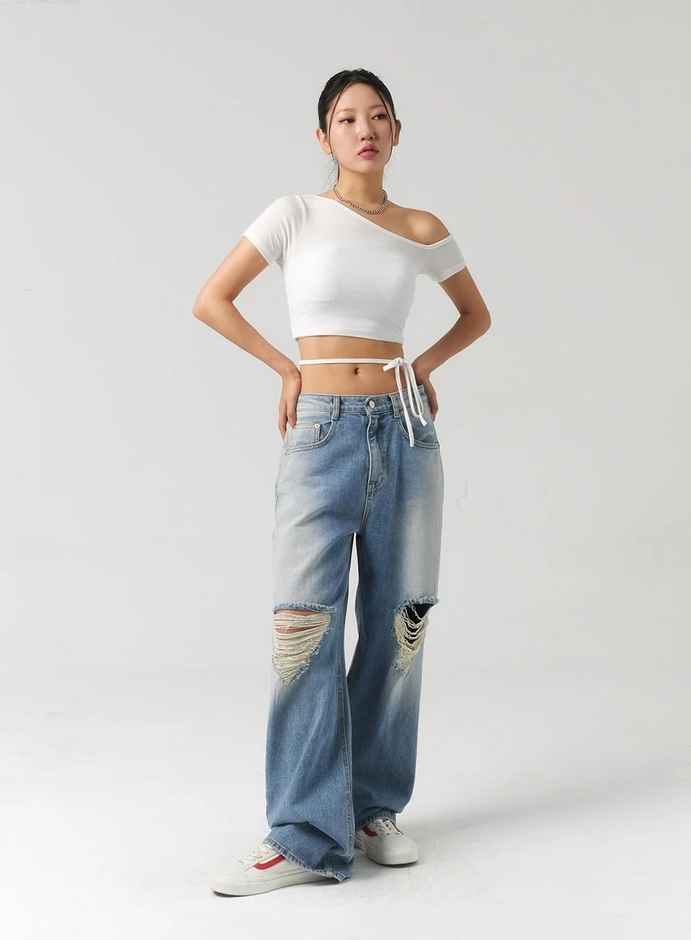 Waist Strap Cropped Tee CU326 - Image 13