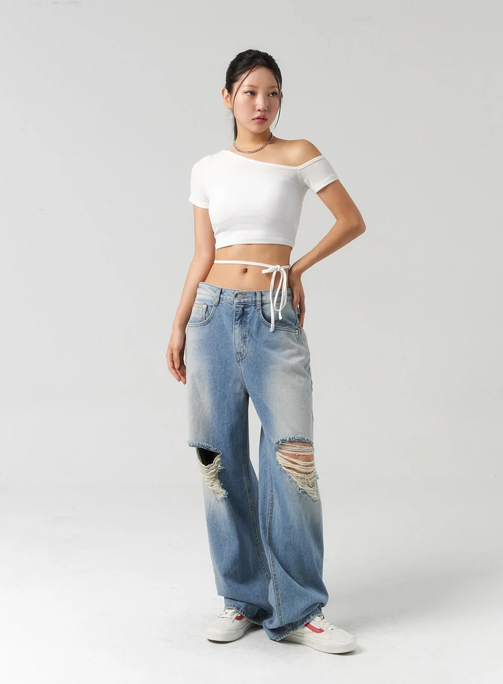 Waist Strap Cropped Tee CU326 - Image 7
